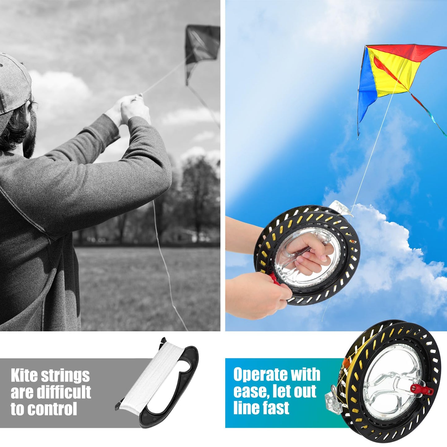 Aoriher 3 Pcs Kite Reel Winder Set – 7 Inch Dia Kite String with Lock for Kids & Adults