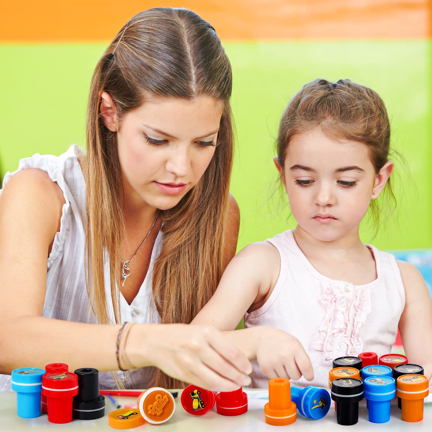 Aoriher 24 Pcs Construction Trucks Stampers – Party Favors & Classroom Rewards