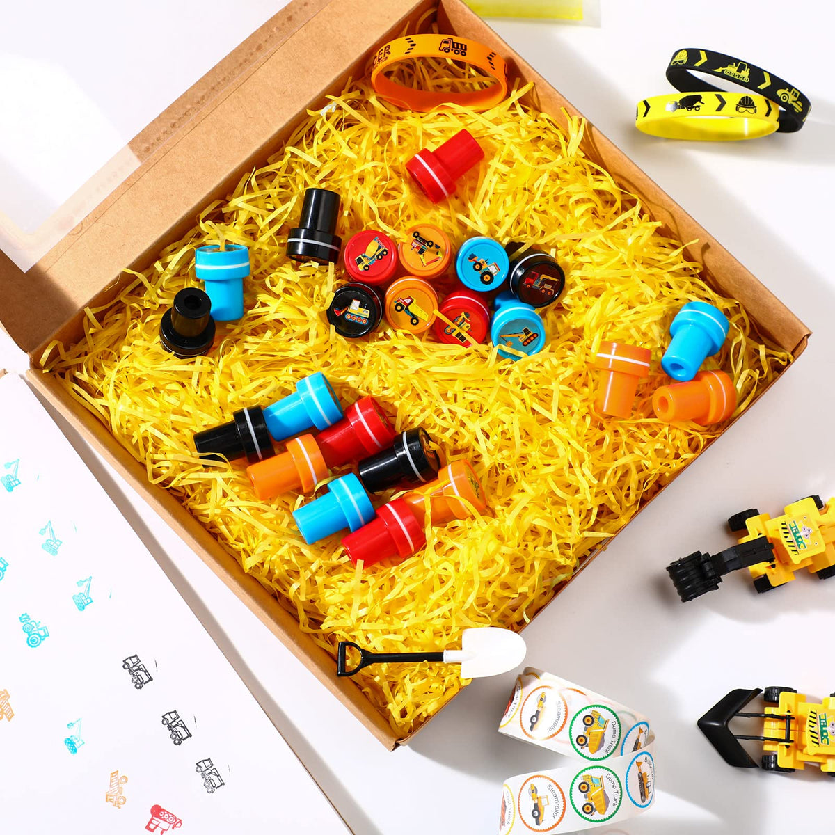 Aoriher 24 Pcs Construction Trucks Stampers – Party Favors & Classroom Rewards