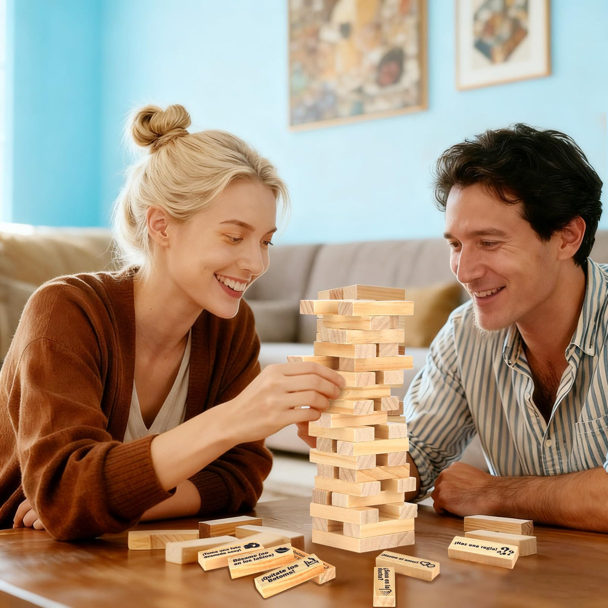 Aosemili 48 Wooden Blocks Tower Game for Couples | Romantic Date Night