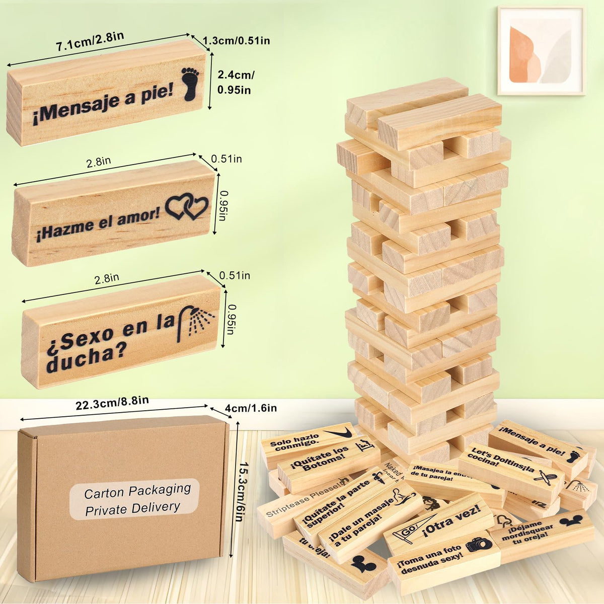 Aosemili 48 Wooden Blocks Tower Game for Couples | Romantic Date Night