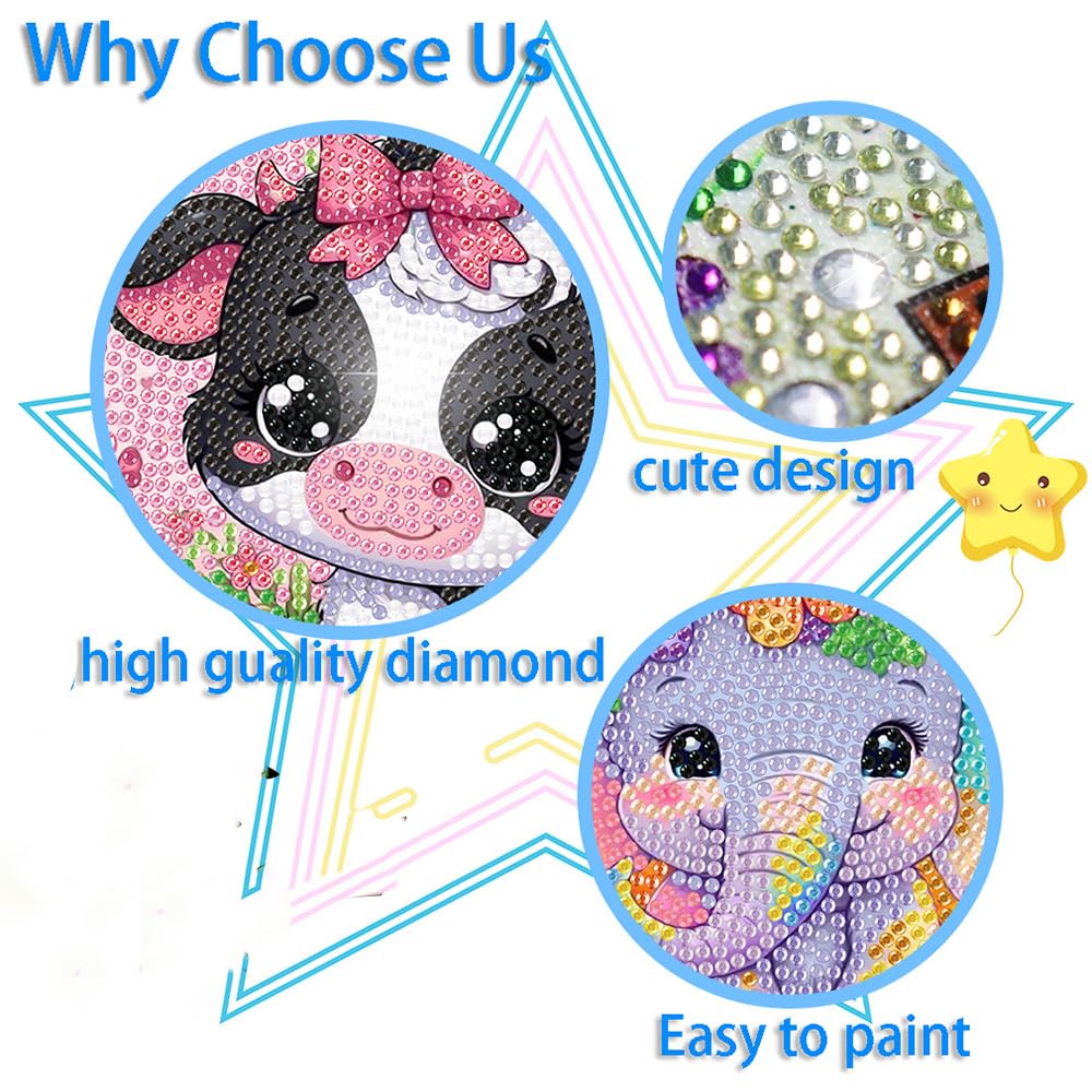 AOSGEDY 4 Pieces Cartoon Diamond Art Kits for Adults – 5D Diamond Painting Set (6x6 inch)