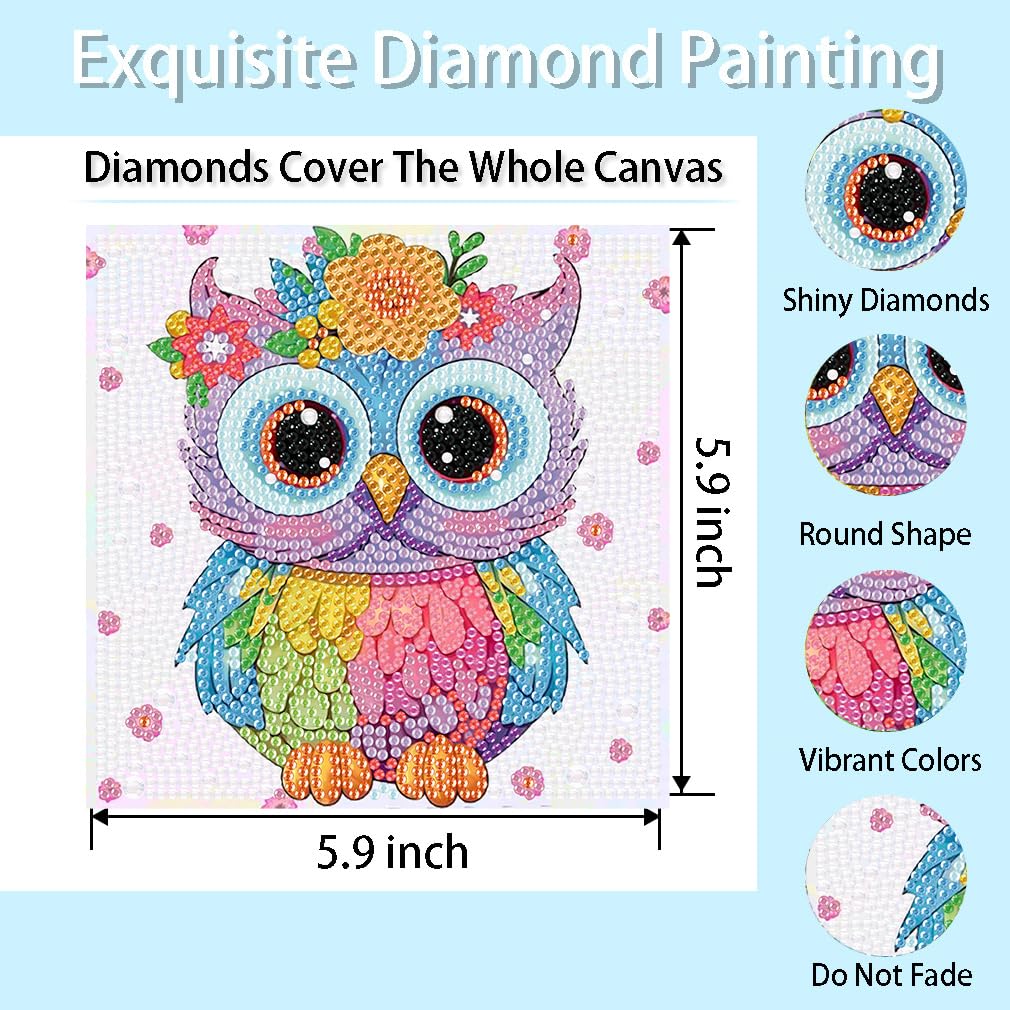 AOSGEDY 4 Pieces Cartoon Diamond Art Kits for Adults – 5D Diamond Painting Set (6x6 inch)