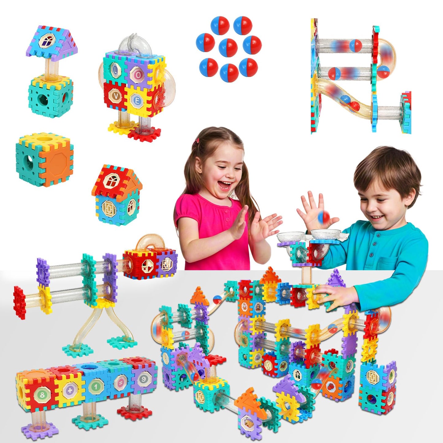 AOSITE 234-Piece STEM Marble Run Building Kit for Kids | Creative Race Track