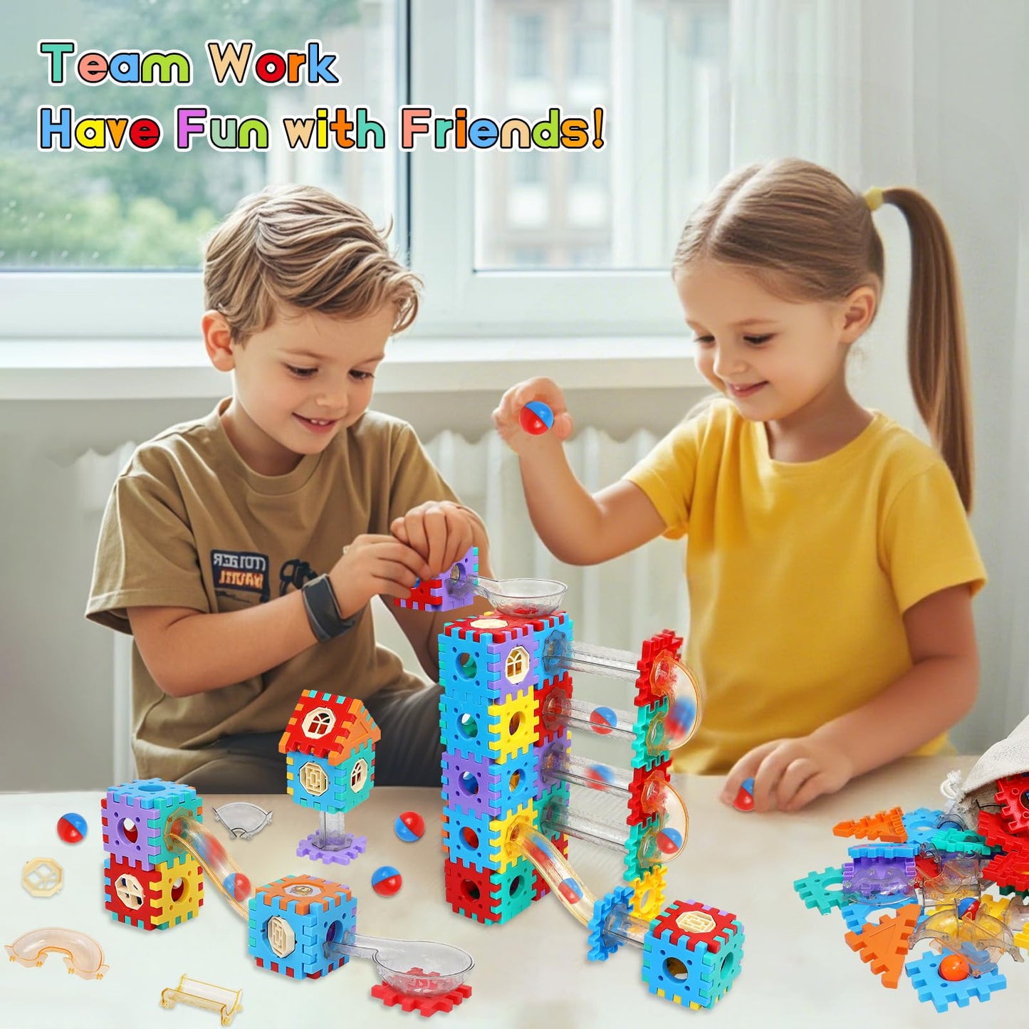 AOSITE 234-Piece STEM Marble Run Building Kit for Kids | Creative Race Track