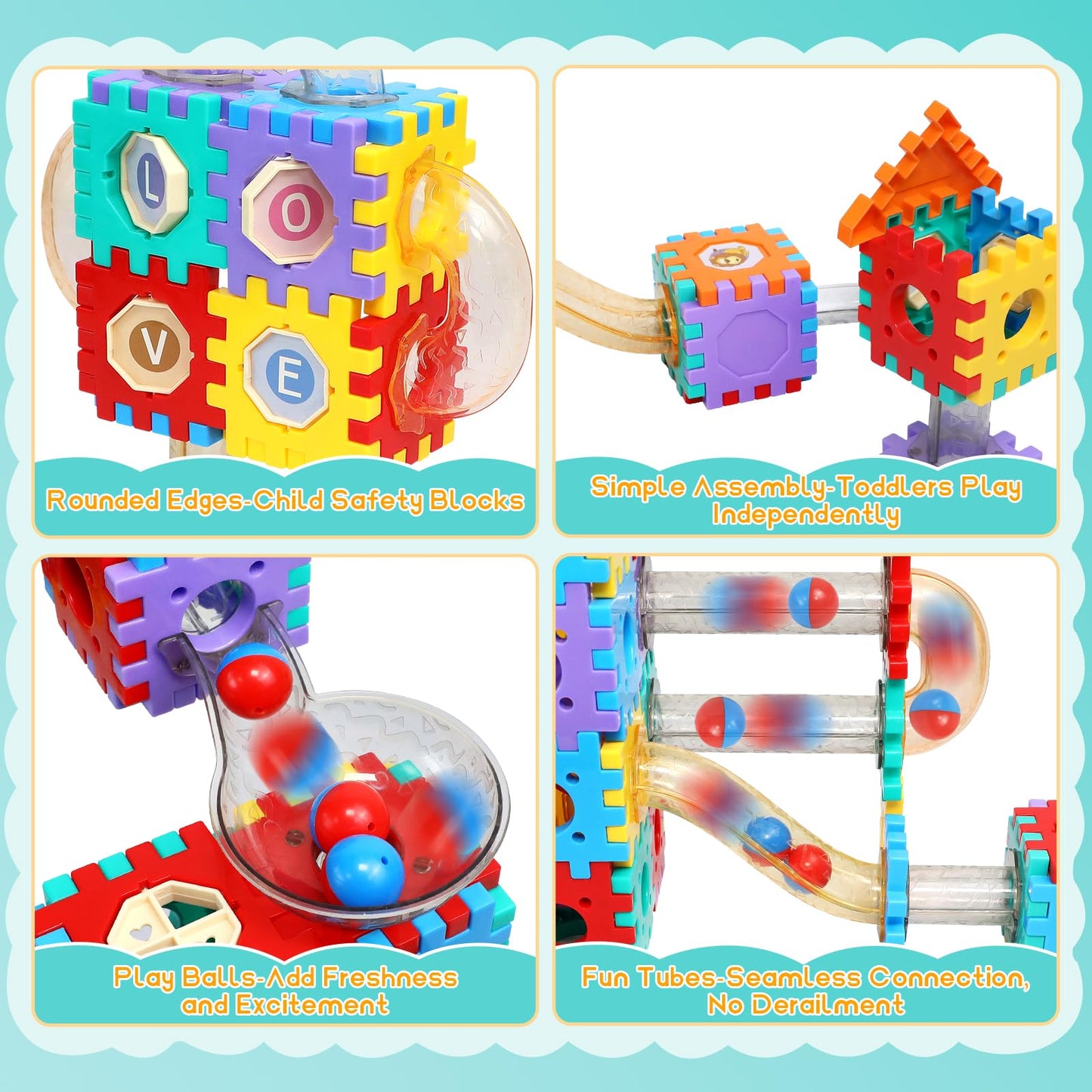 AOSITE 234-Piece STEM Marble Run Building Kit for Kids | Creative Race Track