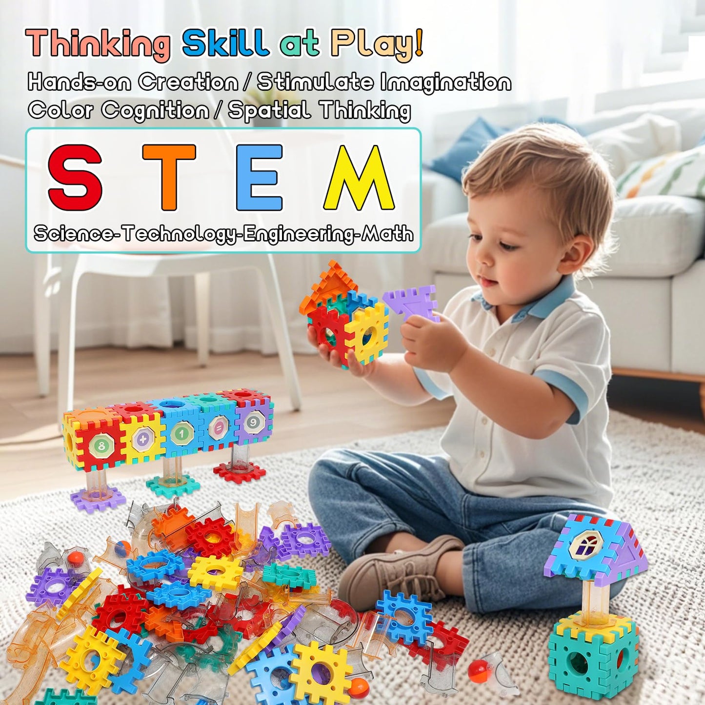 AOSITE 234-Piece STEM Marble Run Building Kit for Kids | Creative Race Track