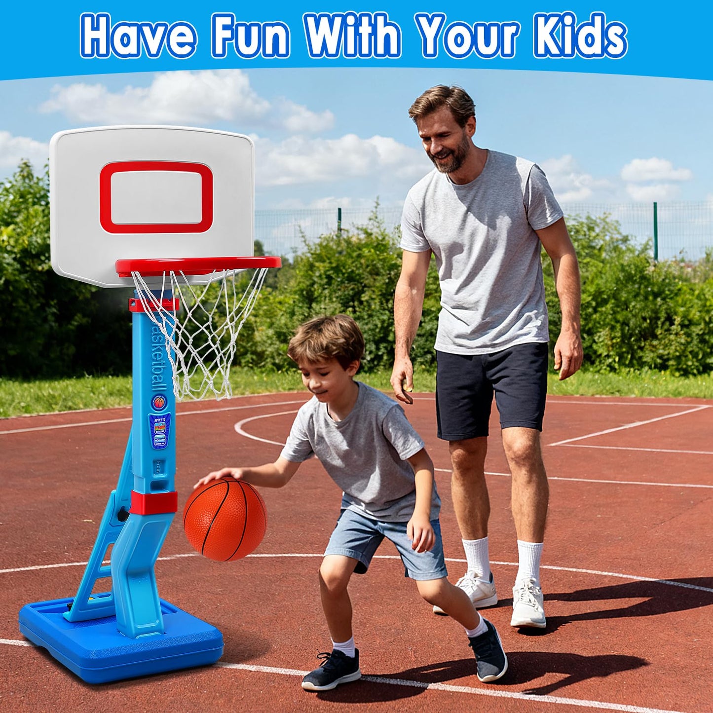 AOSPHYS Toddler Basketball Hoop — Height Adjustable 27.6–54 inches, Indoor/Outdoor with 4 Balls & Pump