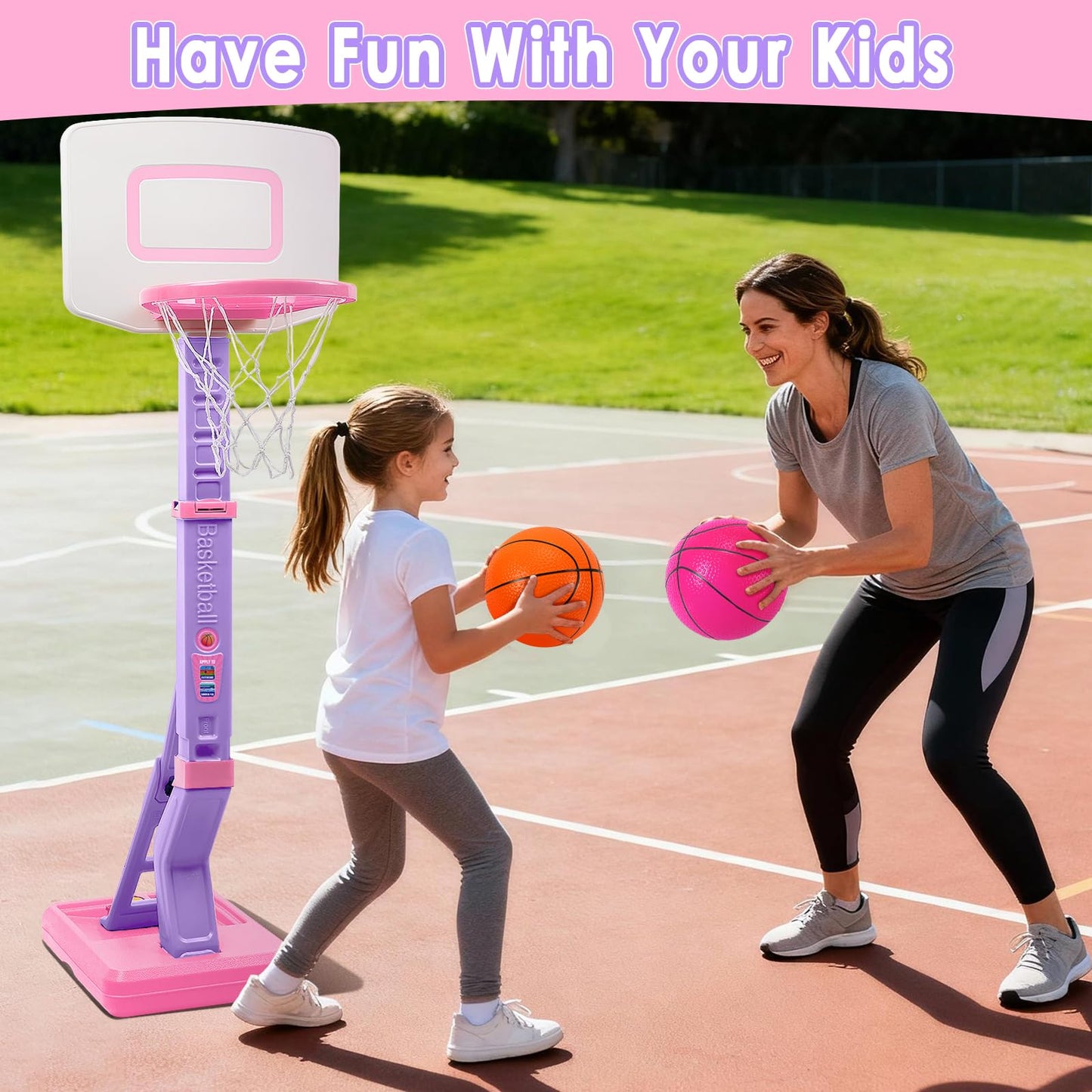 AOSPHYS Toddler Basketball Hoop – Adjustable Height 27.6–54 in | 3 Balls & Pump