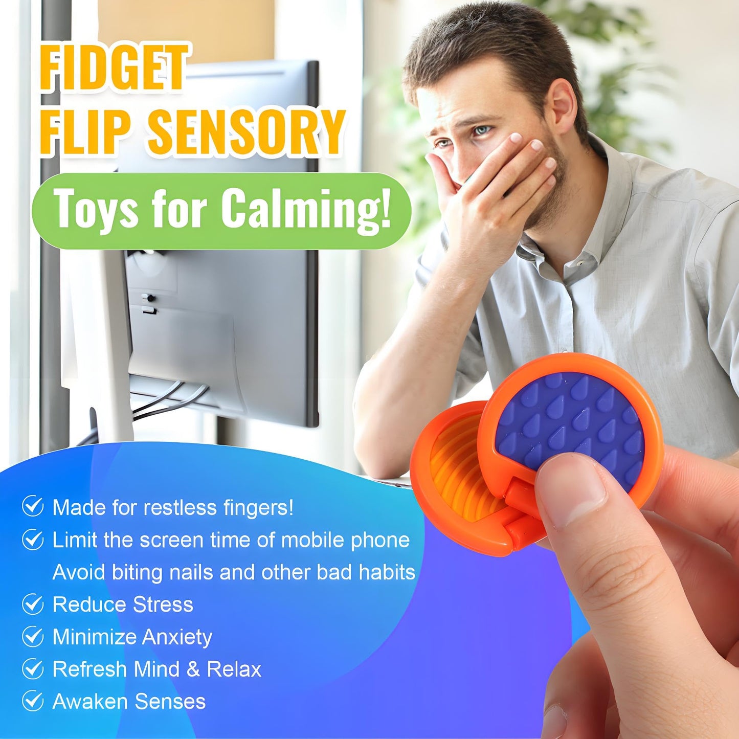 AOSTEONG Fidget Slider Trio – Dual Slider Sensory Toys for Anxiety, ADHD, Autism | Classroom Treasure Box (3pcs)