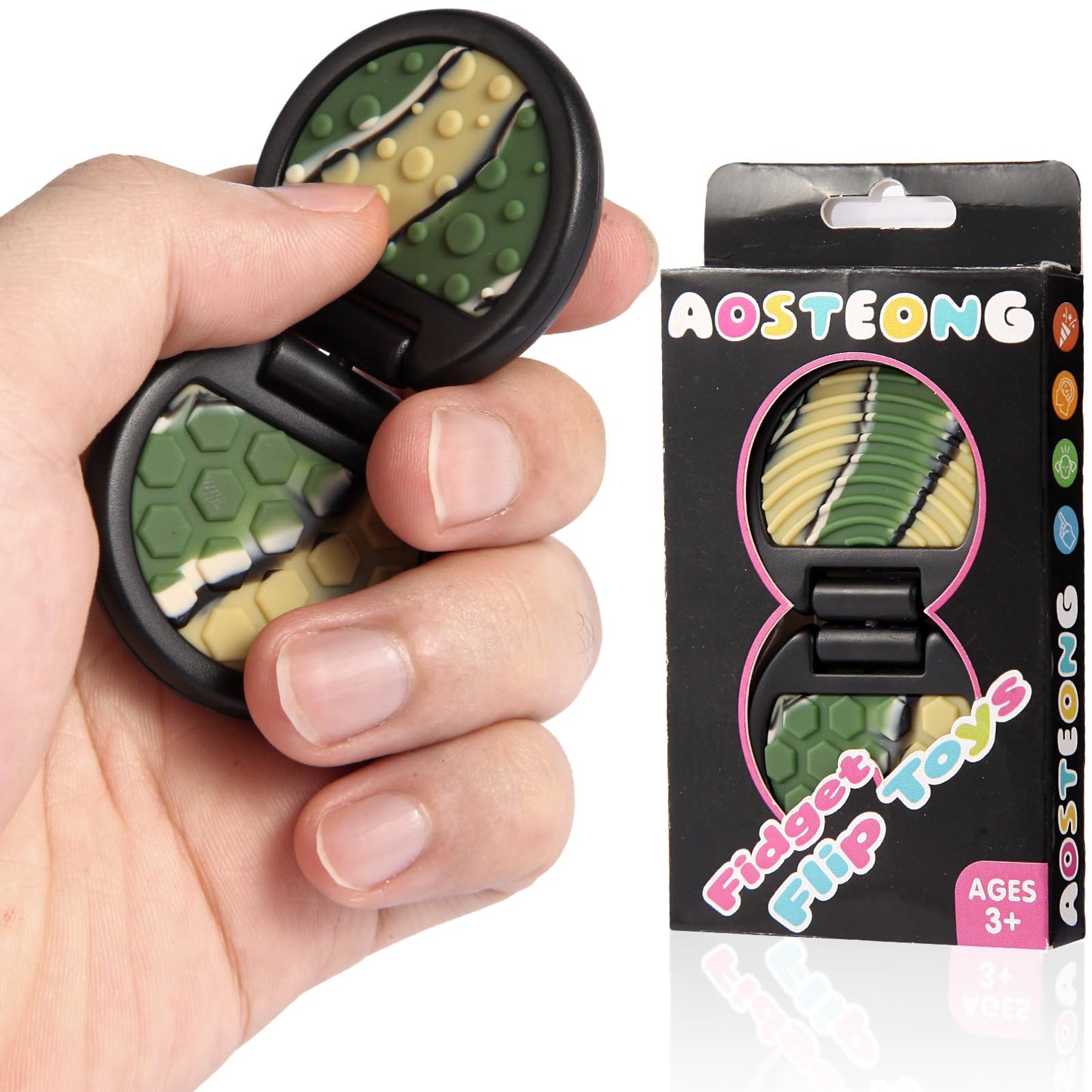 AOSTEONG Fidget Slider – Textured Flip Toy for Anxiety Relief, ADHD & Autism (1pc-Camo) | Treasure Box Classroom