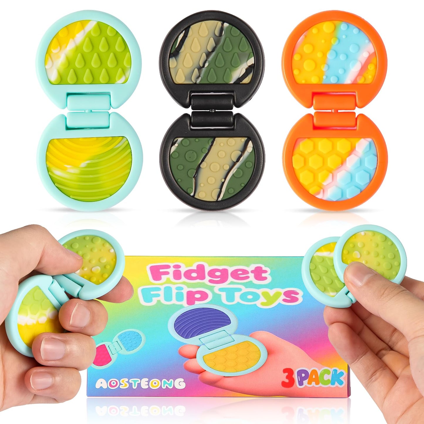 AOSTEONG Fidget Toys – 3-Piece Camouflage Flip Slider Set for Focus & Sensory Play