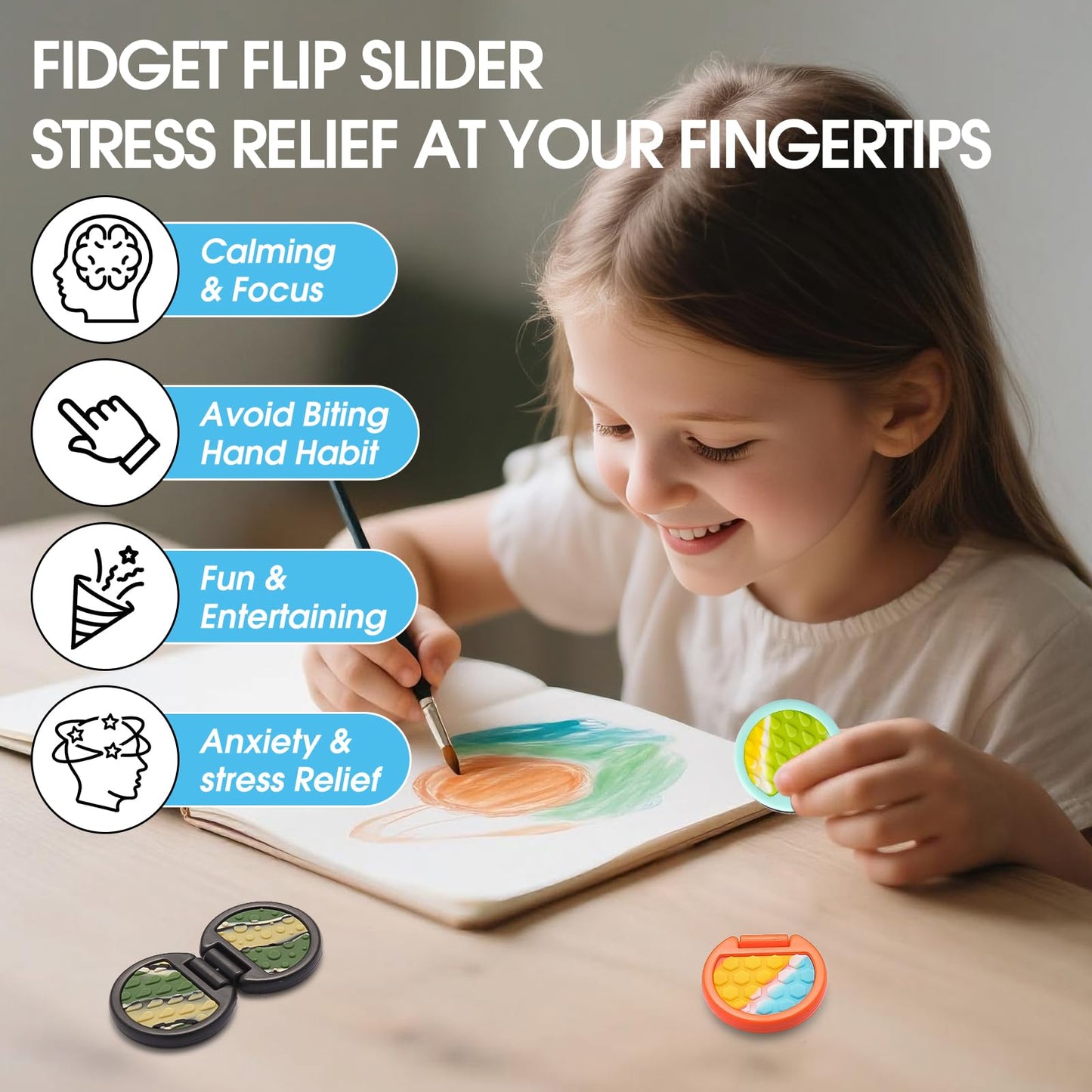 AOSTEONG Fidget Toys – 3-Piece Camouflage Flip Slider Set for Focus & Sensory Play