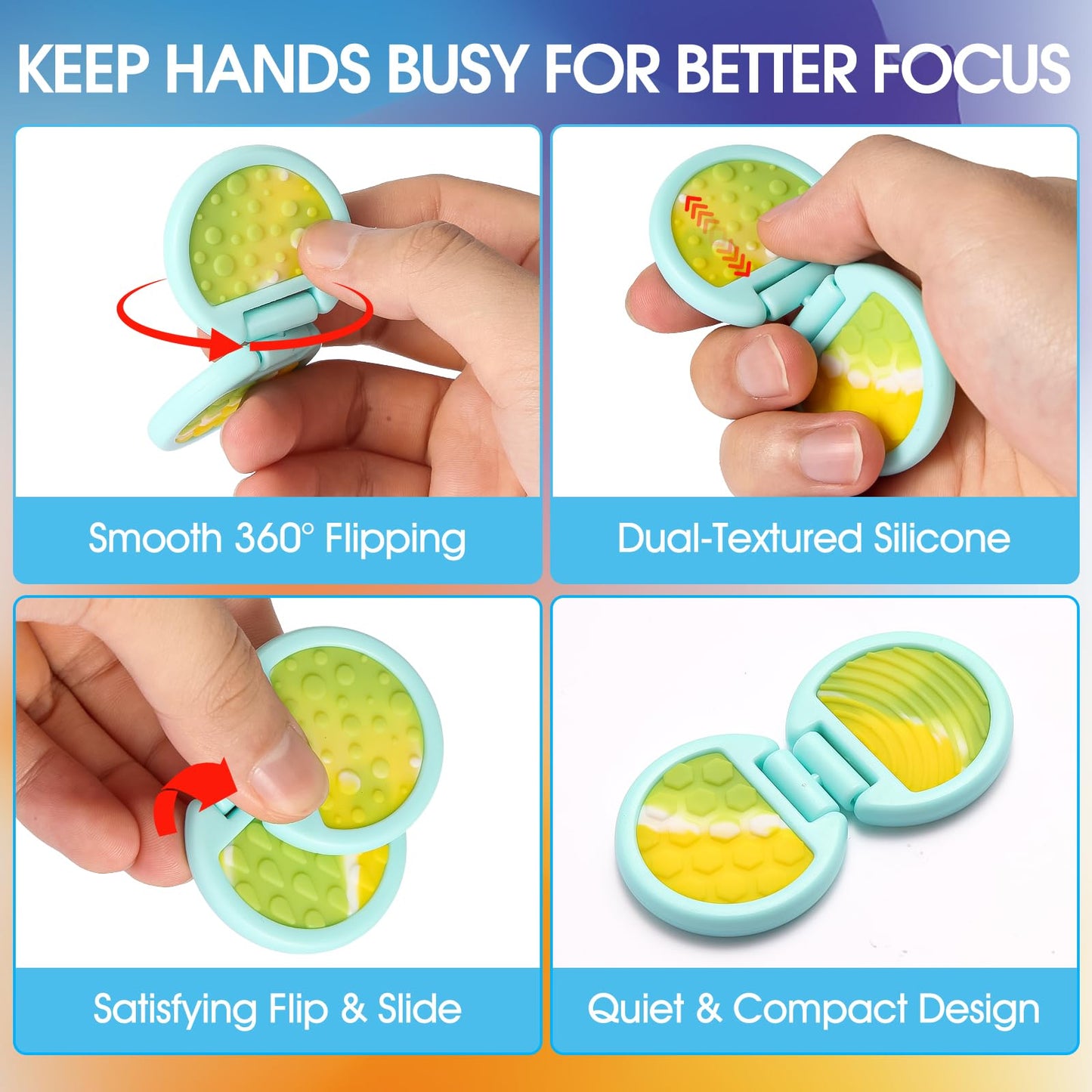 AOSTEONG Fidget Toys – 3-Piece Camouflage Flip Slider Set for Focus & Sensory Play