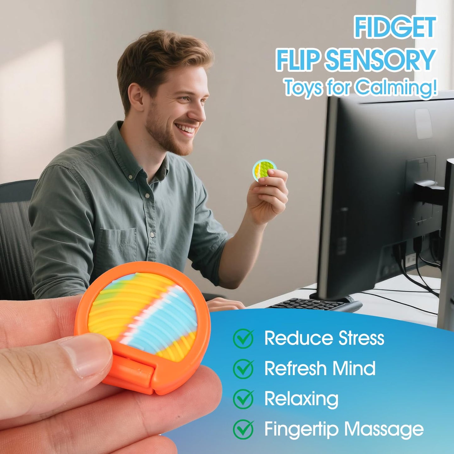 AOSTEONG Fidget Toys – 3-Piece Camouflage Flip Slider Set for Focus & Sensory Play