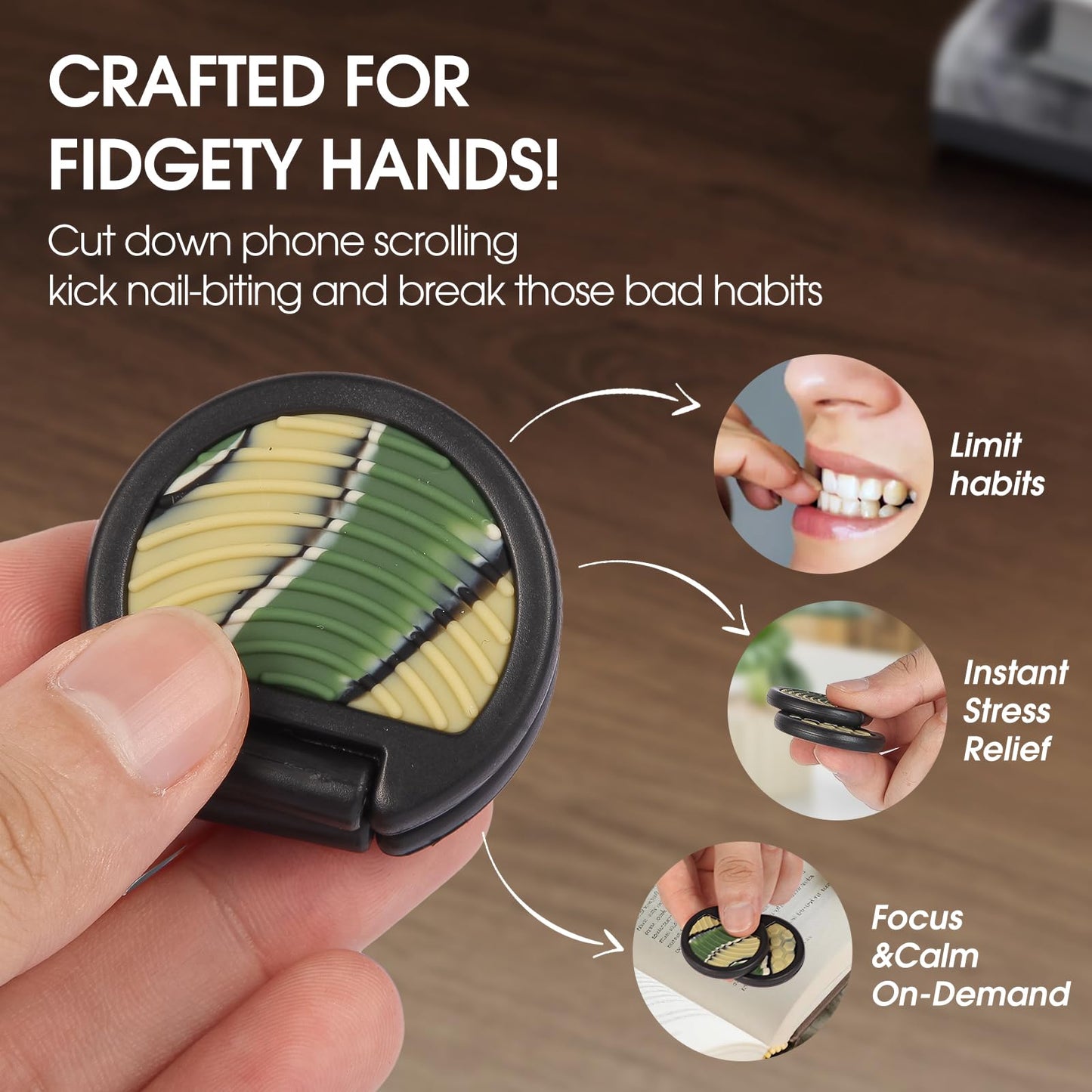 AOSTEONG Fidget Slider – Textured Flip Toy for Anxiety Relief, ADHD & Autism (1pc-Camo) | Treasure Box Classroom