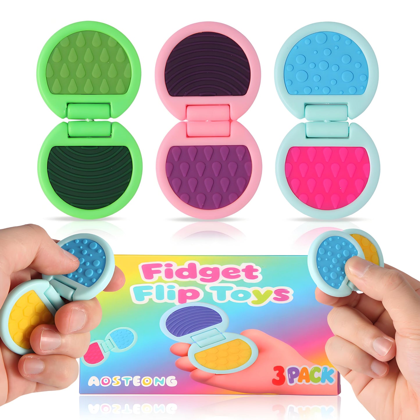 AOSTEONG Fidget Slider Trio – Dual Slider Sensory Toys for Anxiety, ADHD, Autism | Classroom Treasure Box (3pcs)