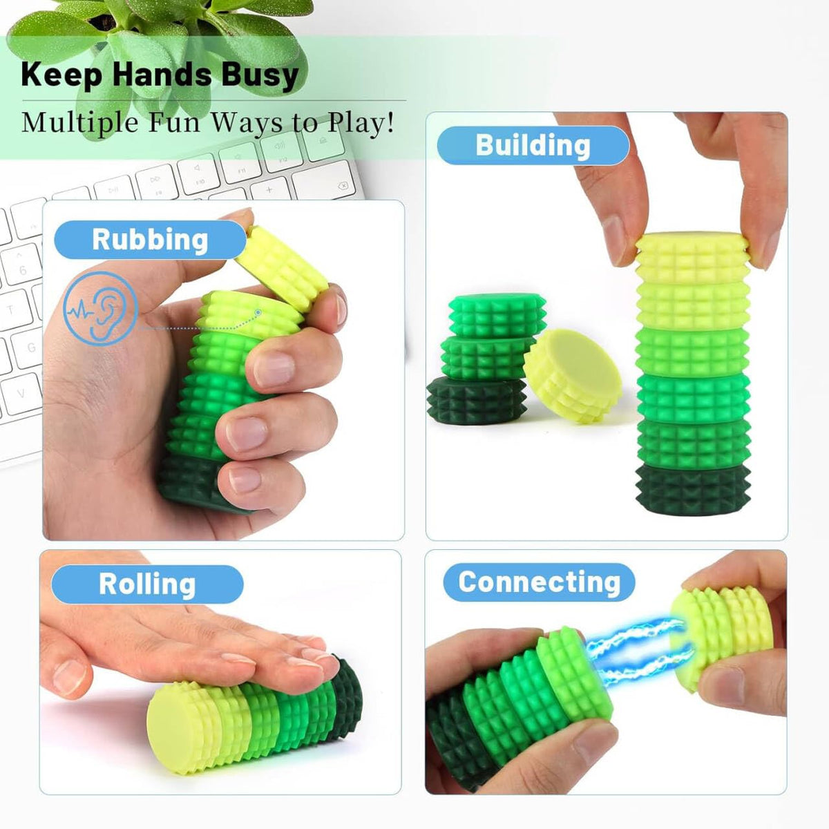 AOSTEONG Silicone Magnet Stress Balls – 6 Pack Fidget Toys for Focus