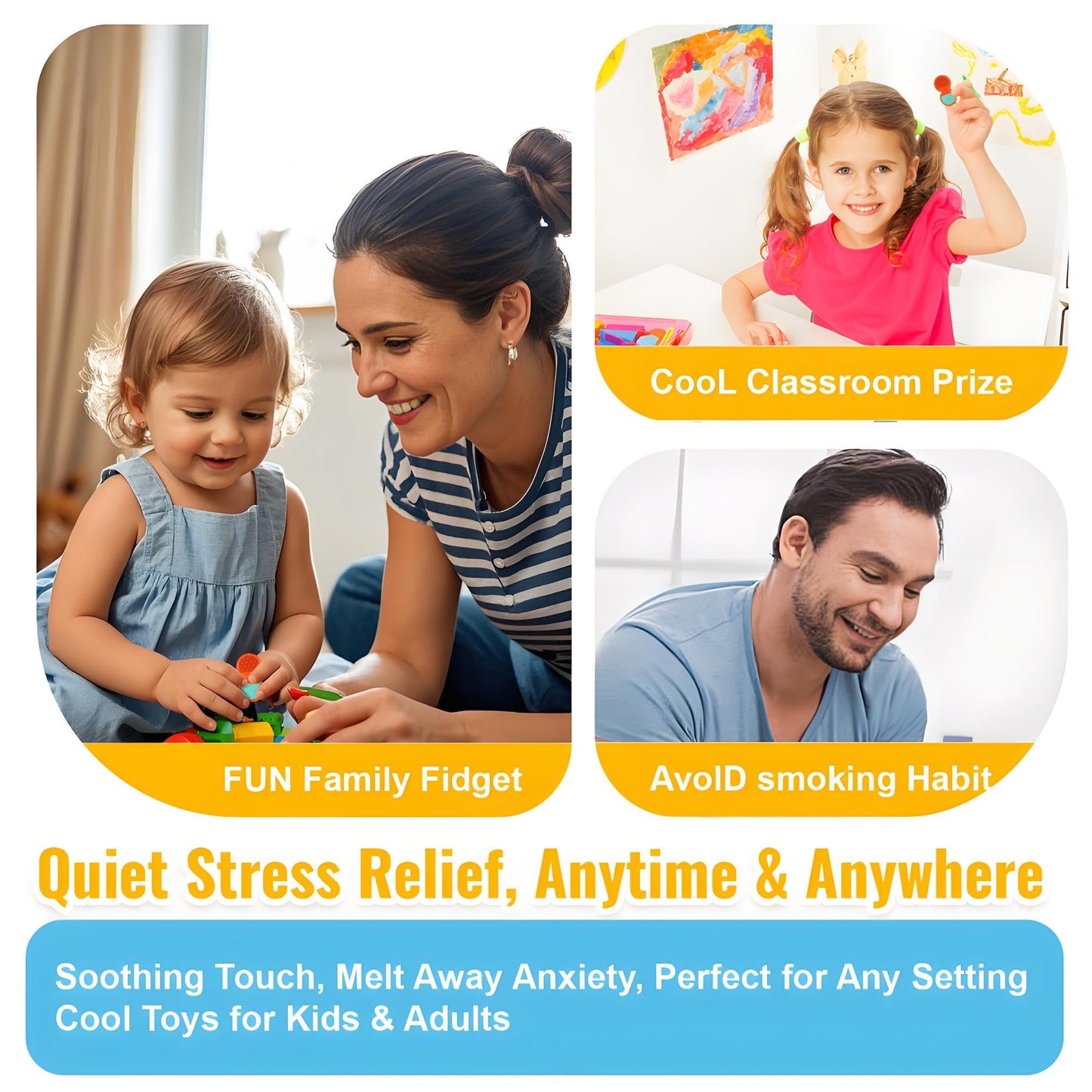 AOSTEONG Fidget Slider Trio – Dual Slider Sensory Toys for Anxiety, ADHD, Autism | Classroom Treasure Box (3pcs)