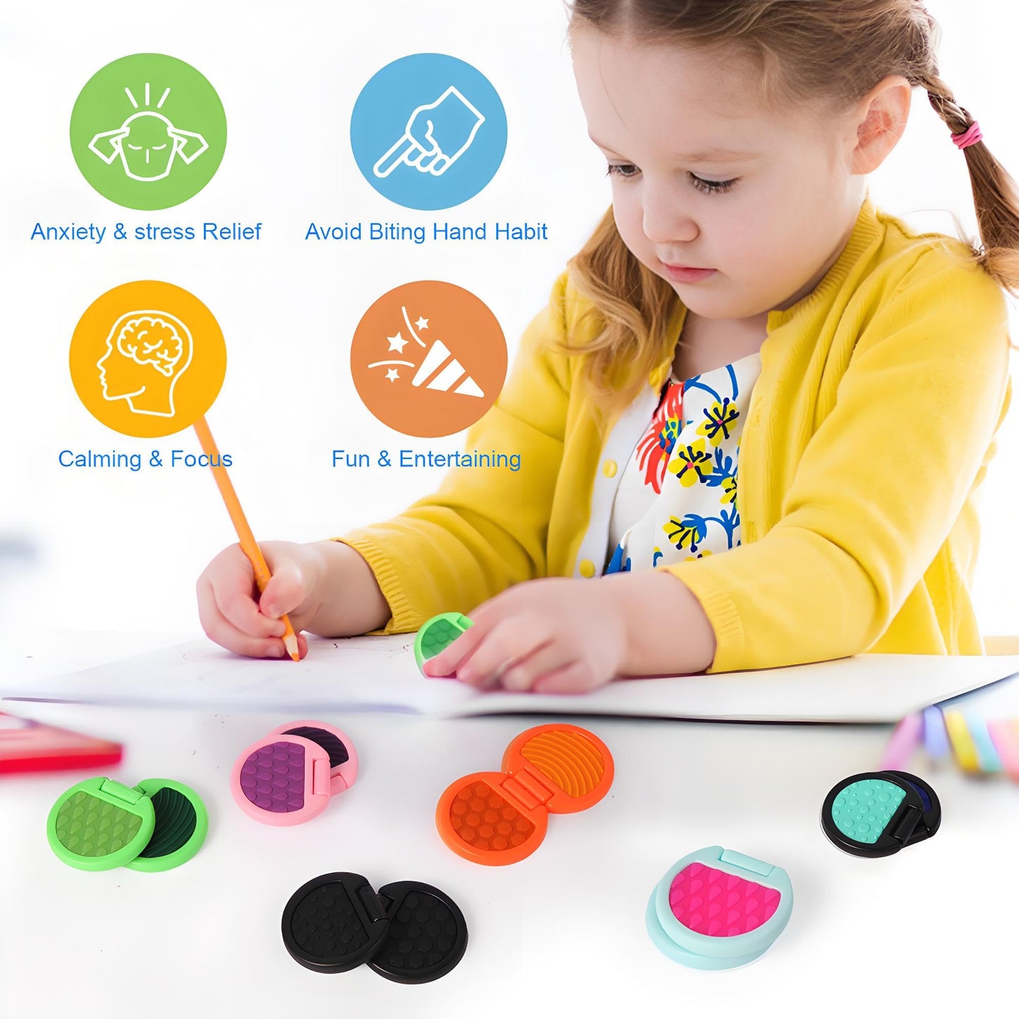 AOSTEONG Fidget Toys – 6-Piece Sensory Slider Set for Adults & Kids | Focus, Calm, and Fun