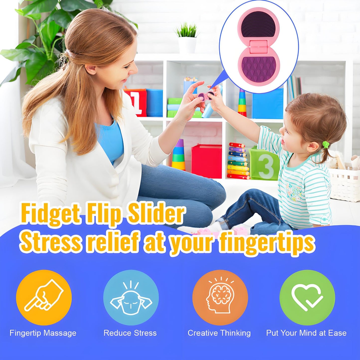 AOSTEONG Fidget Toys – 6-Piece Sensory Slider Set for Adults & Kids | Focus, Calm, and Fun