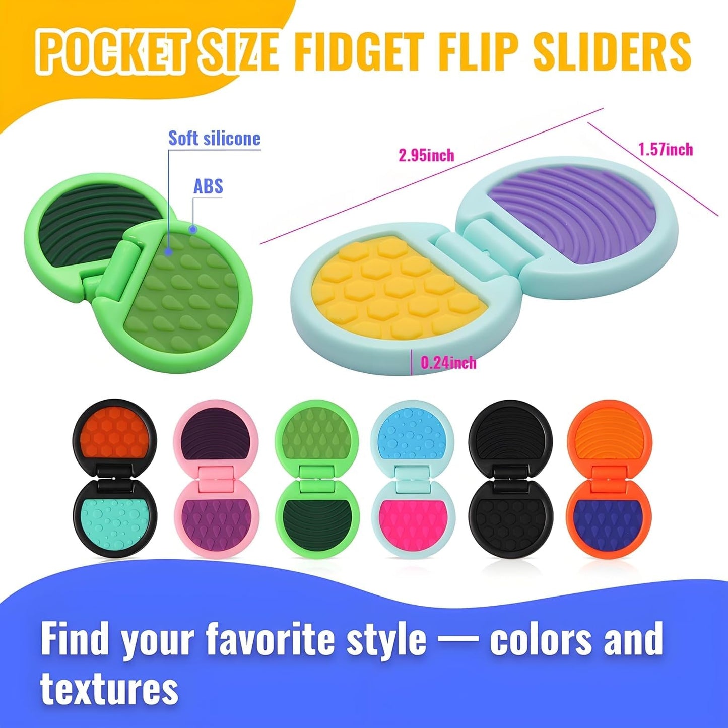 AOSTEONG Fidget Toys – 6-Piece Sensory Slider Set for Adults & Kids | Focus, Calm, and Fun