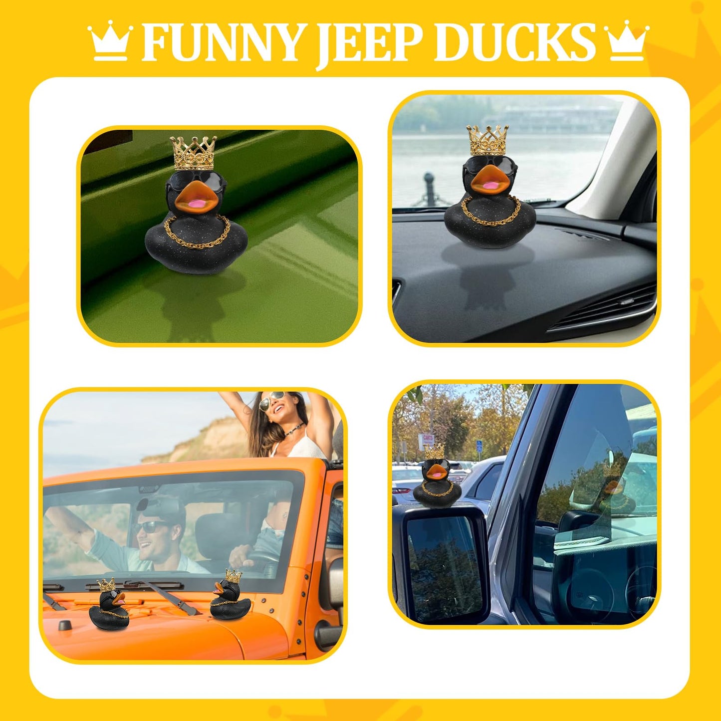 AOT Black Glitter Jeep Ducks — Mini Rubber Ducks for Ducking & Party Favors