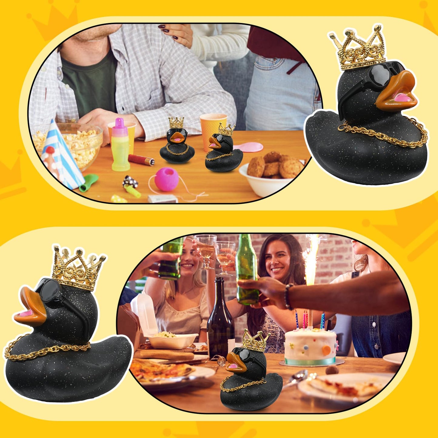AOT Black Glitter Jeep Ducks — Mini Rubber Ducks for Ducking & Party Favors