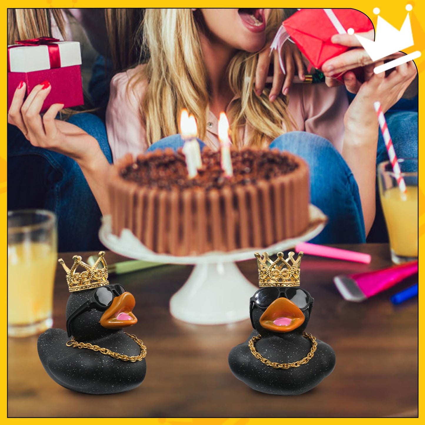 AOT Black Glitter Jeep Ducks — Mini Rubber Ducks for Ducking & Party Favors