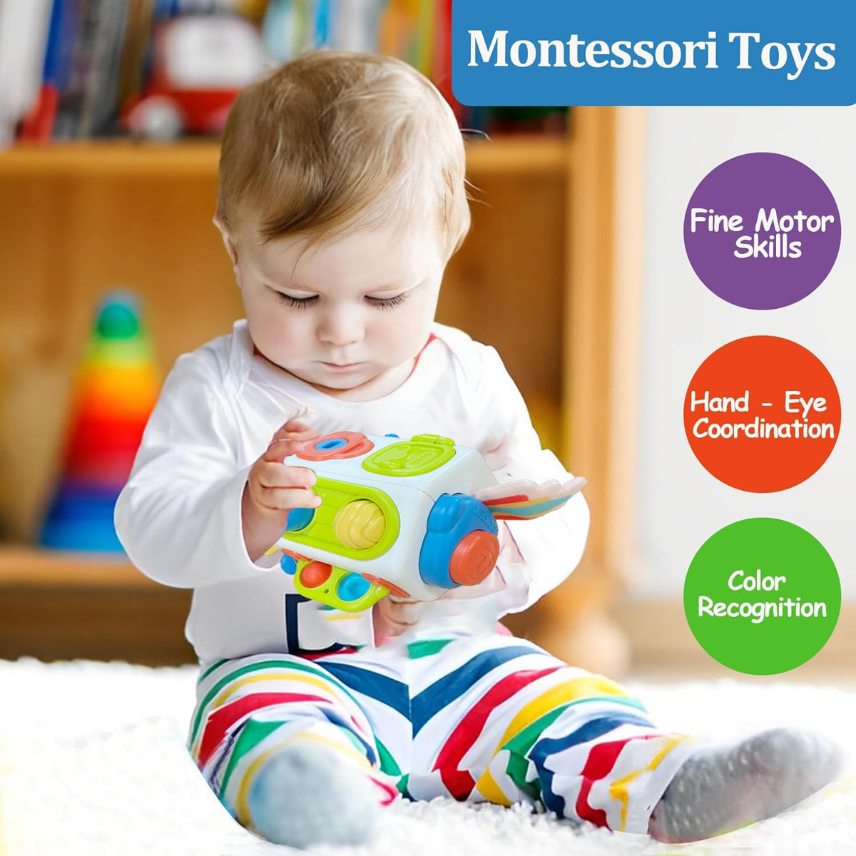 AotBlcer Busy Cube for Toddlers | Montessori Toys for 1 Year Olds & 6-18 Months