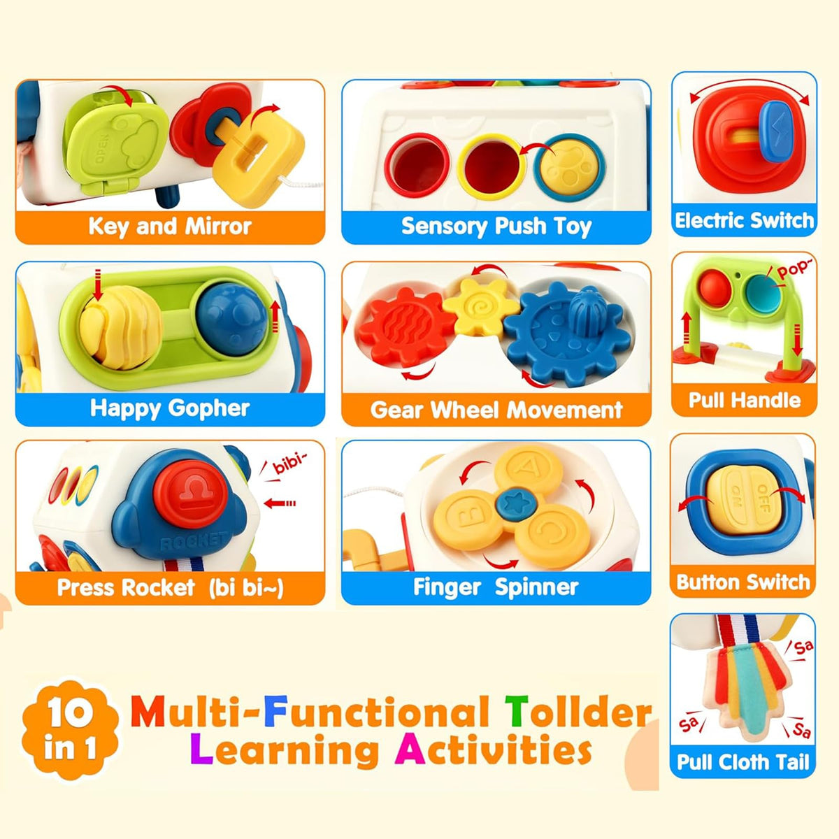 AotBlcer Busy Cube for Toddlers | Montessori Toys for 1 Year Olds & 6-18 Months