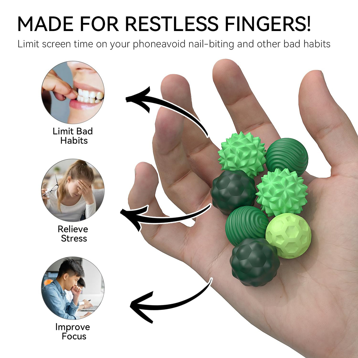AotBlcer Magnetic Sensory Balls – 8-Piece Fidget Toys for Focus, Stress Relief, and Desk Fun