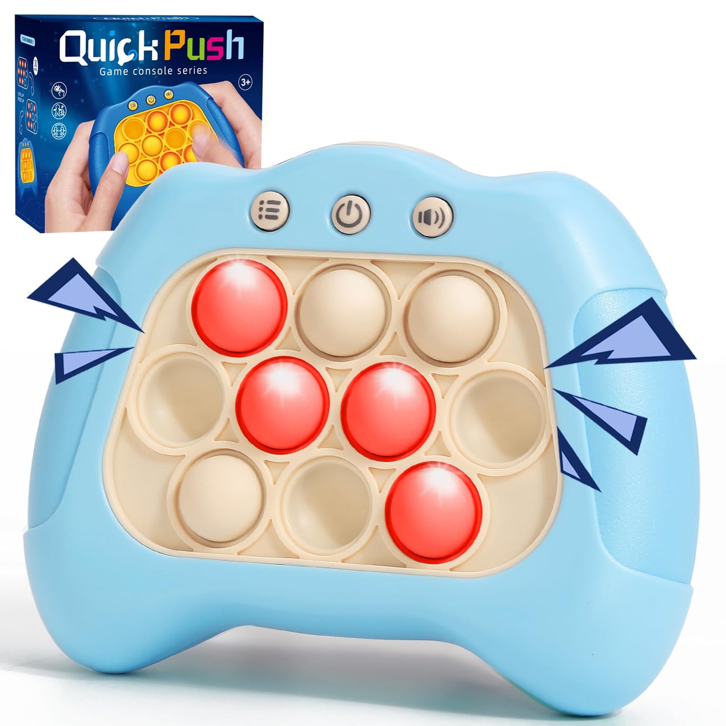 AOTIBO Fast Push Machine Light Up Fidget Toy — Handheld Bubble Pop Game for Kids & Adults (Blue)