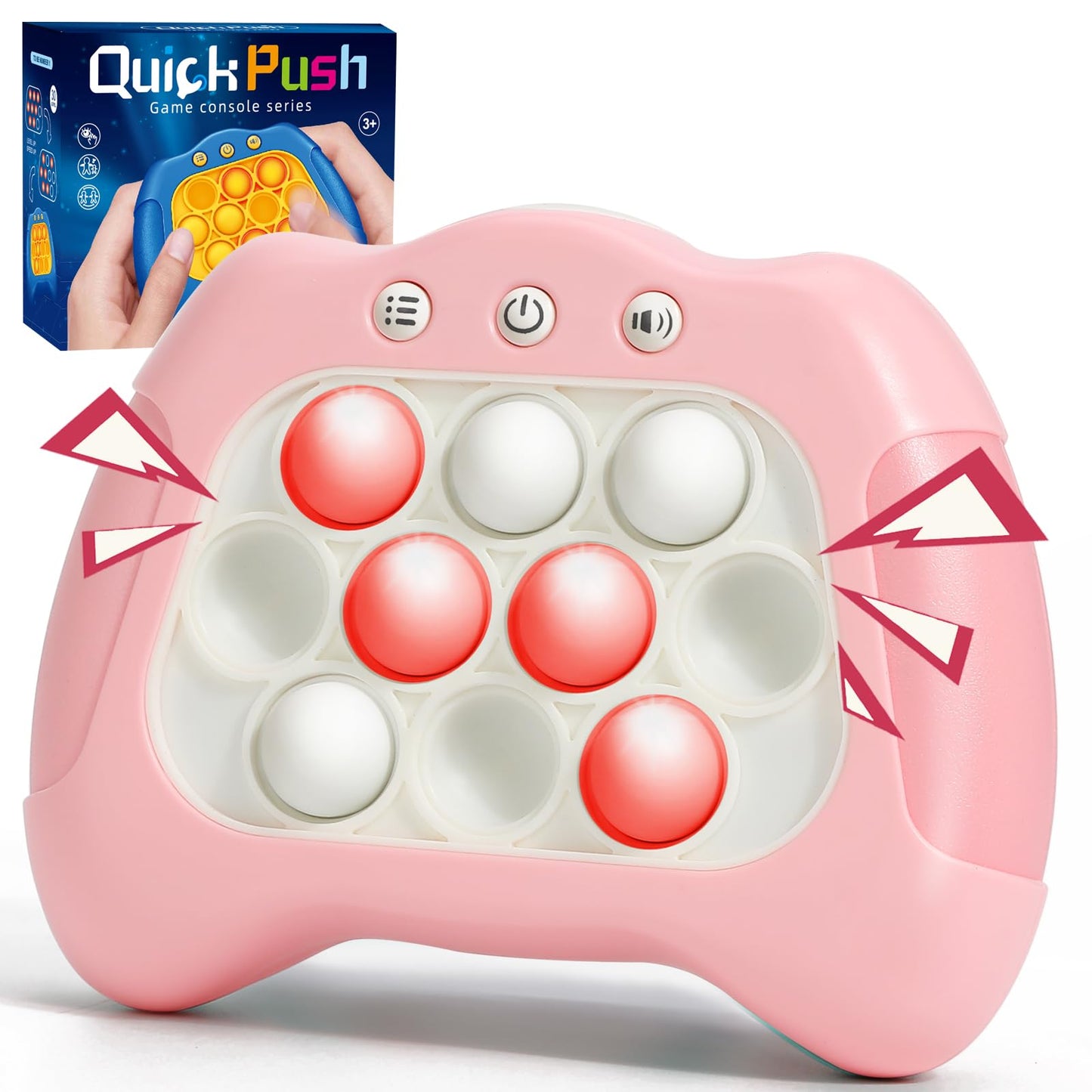 AOTIBO Fast Push Machine Light Up Fidget Toy – Pink | Portable Bubble Pop Sensory Toy