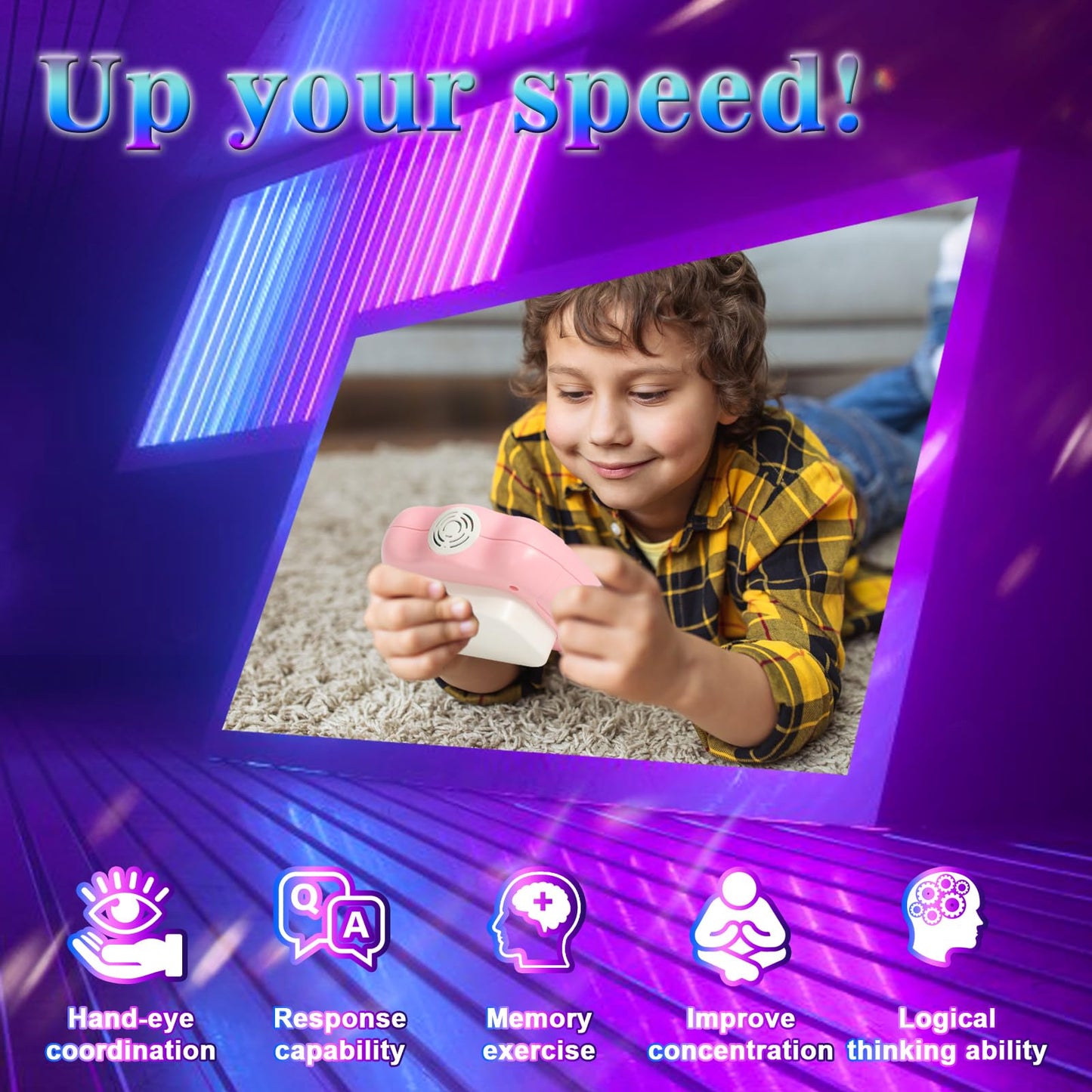 AOTIBO Fast Push Machine Light Up Fidget Toy – Pink | Portable Bubble Pop Sensory Toy
