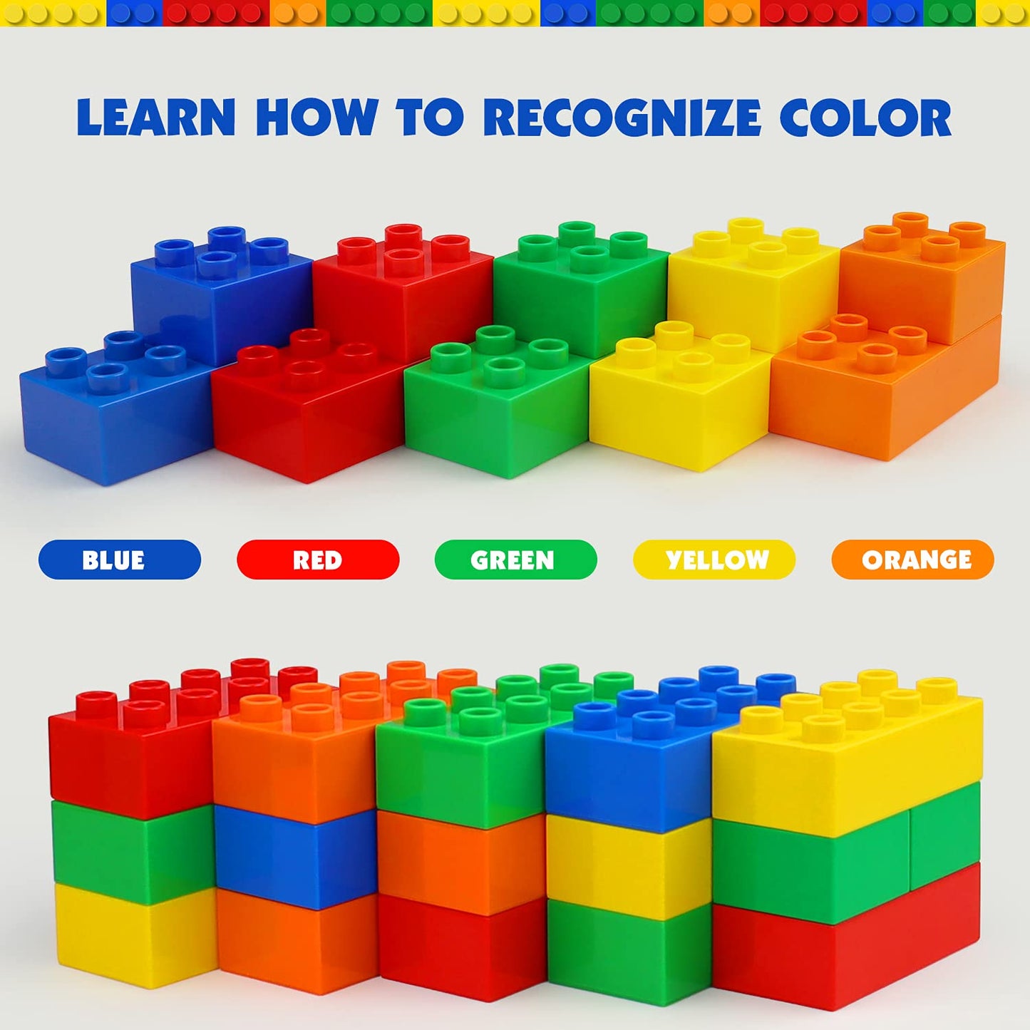 aotipol 101-Piece Building Blocks Set with Baseplate | Large STEM Toys for Kids