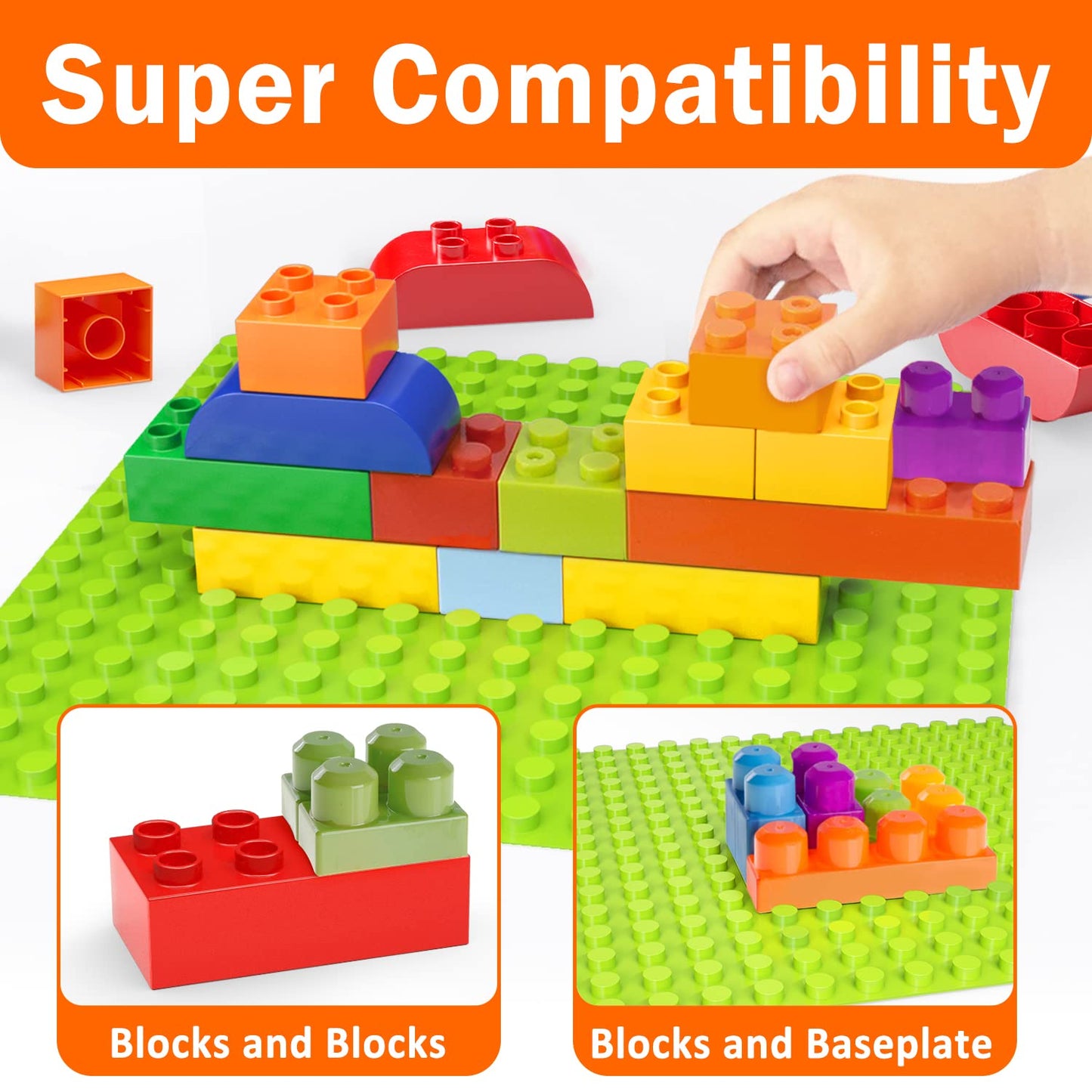 Aotipol 150-Piece Building Blocks for Toddlers 2-5 with Baseplate