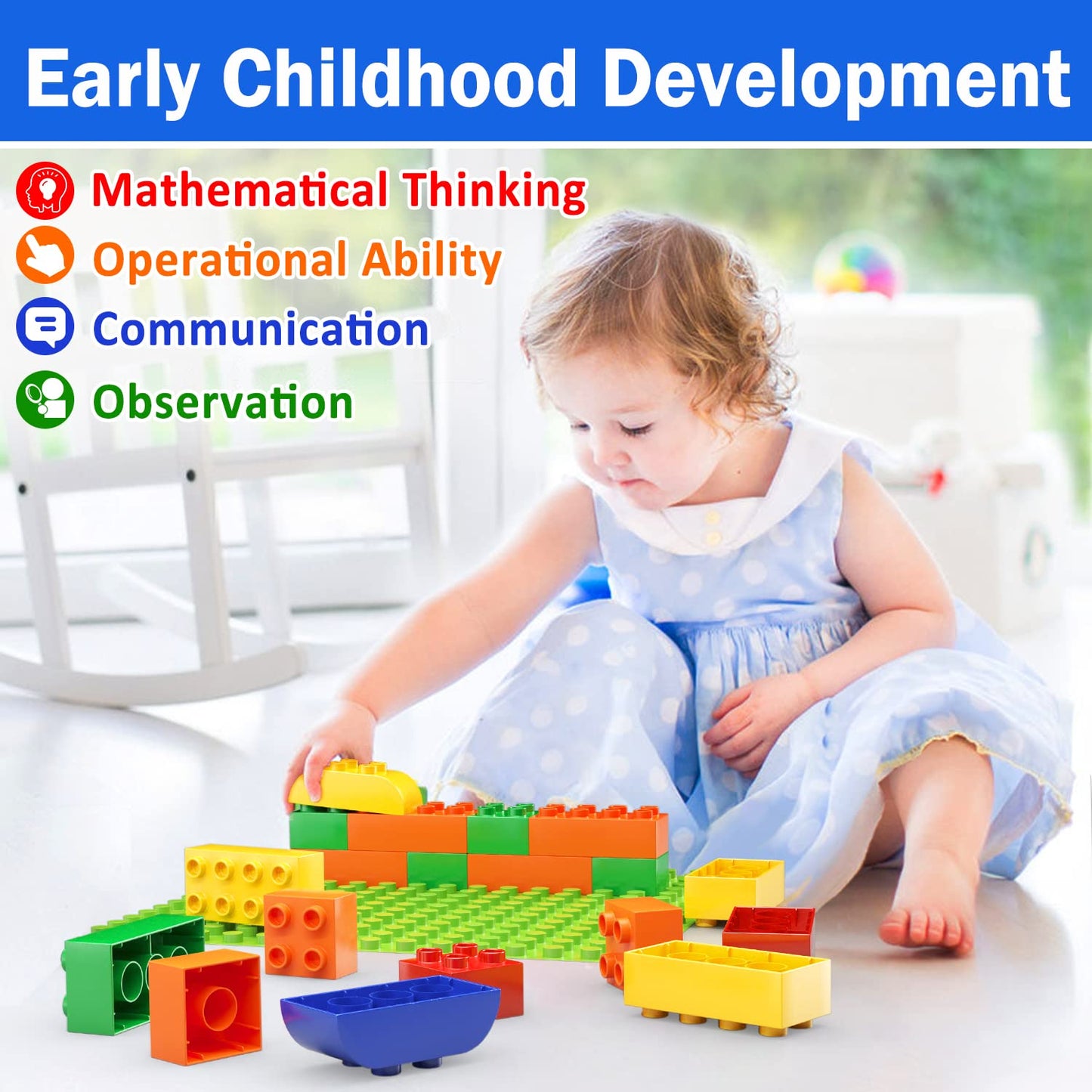 Aotipol 150-Piece Building Blocks for Toddlers 2-5 with Baseplate