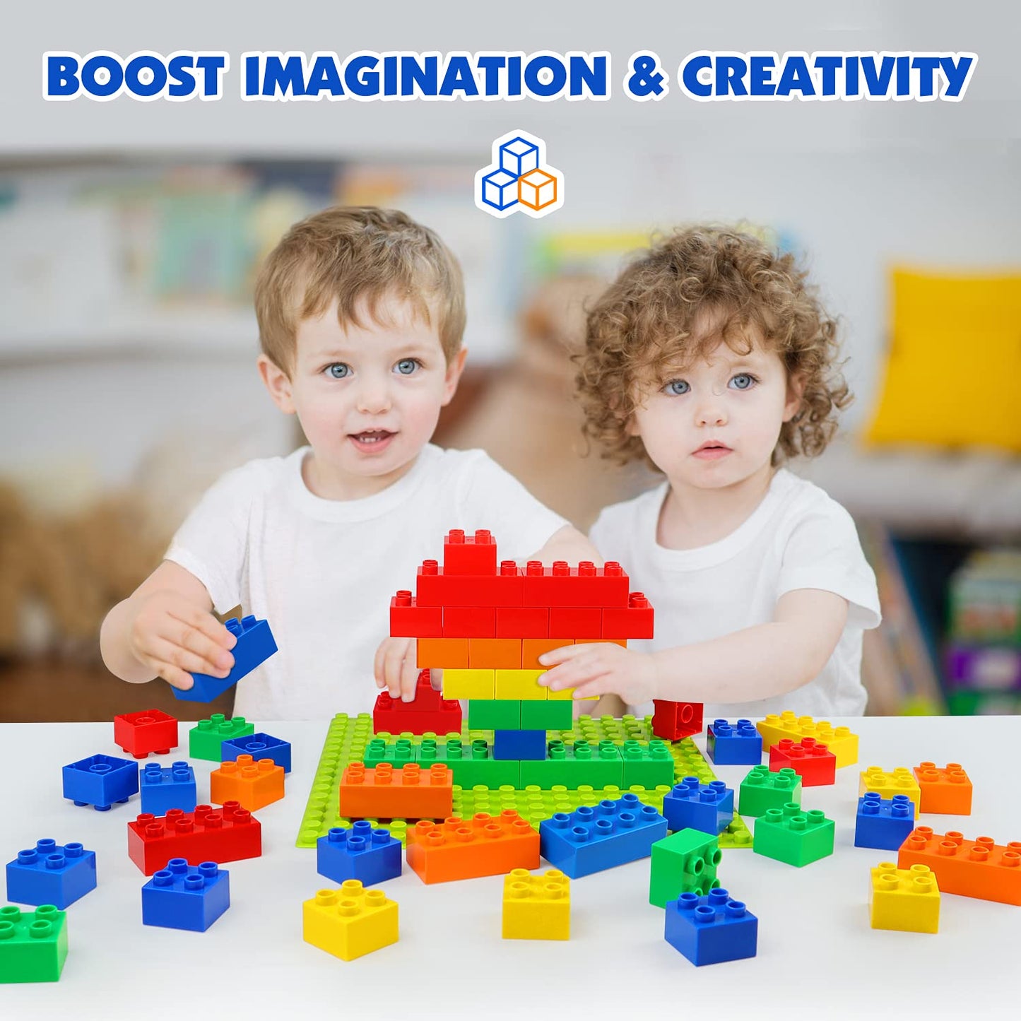 aotipol 101-Piece Building Blocks Set with Baseplate | Large STEM Toys for Kids