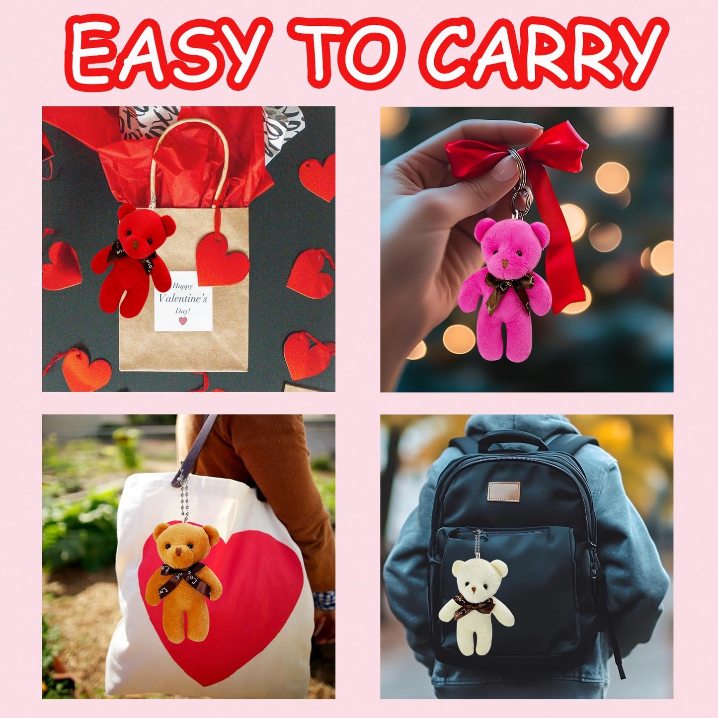 AouEtnay 28-Pack Valentines Plush Bears & Greeting Cards for Classrooms
