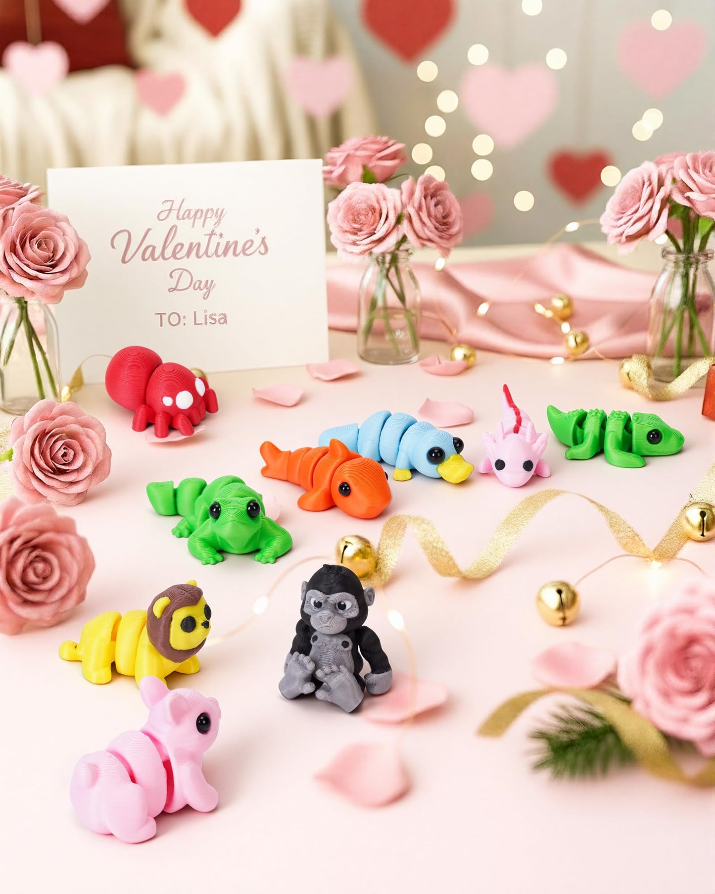 Aousin 36 PCS Mini 3D Printed Animals Figurines Set | Articulated Desk Pets for Kids