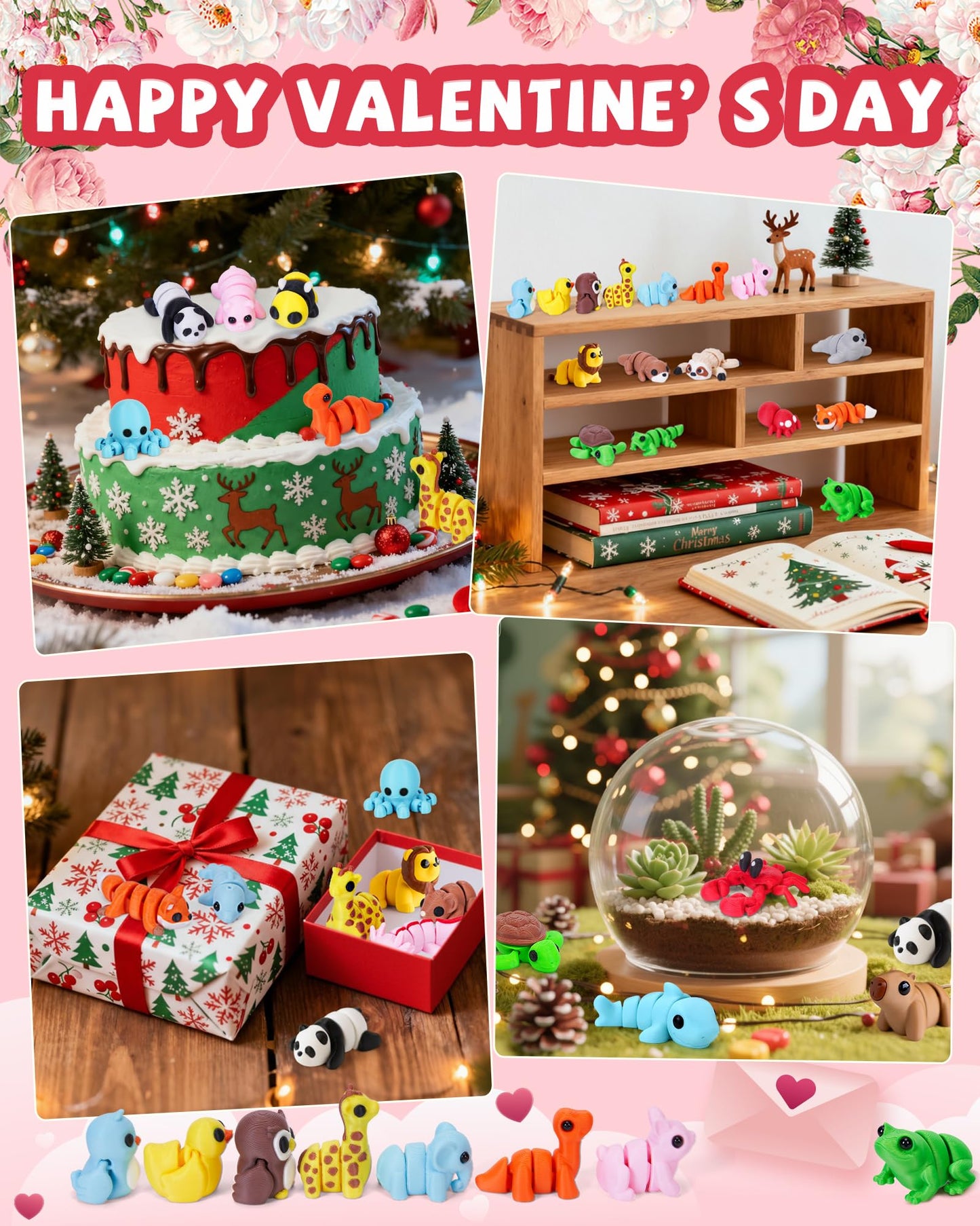 Aousin 36 PCS Mini 3D Printed Animals Figurines Set | Articulated Desk Pets for Kids