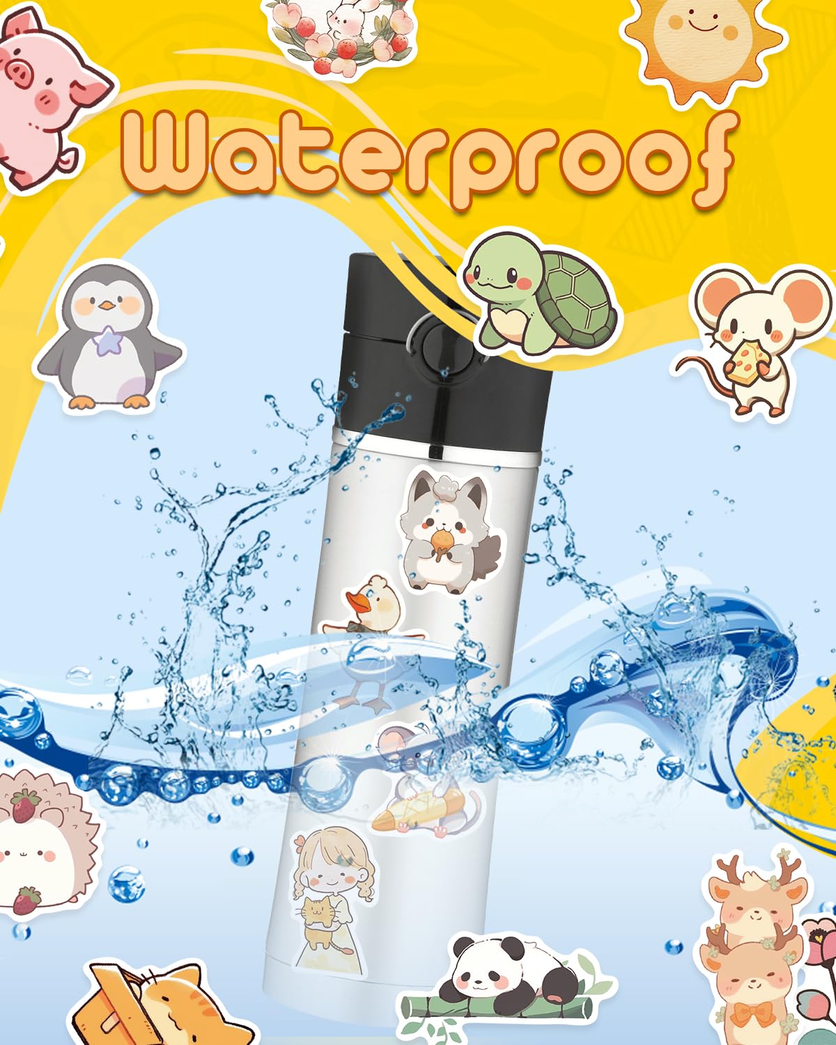 AOWDIAO 100 Pcs Cute Animal Stickers for Kids – Vinyl Water Bottle & Classroom Decor