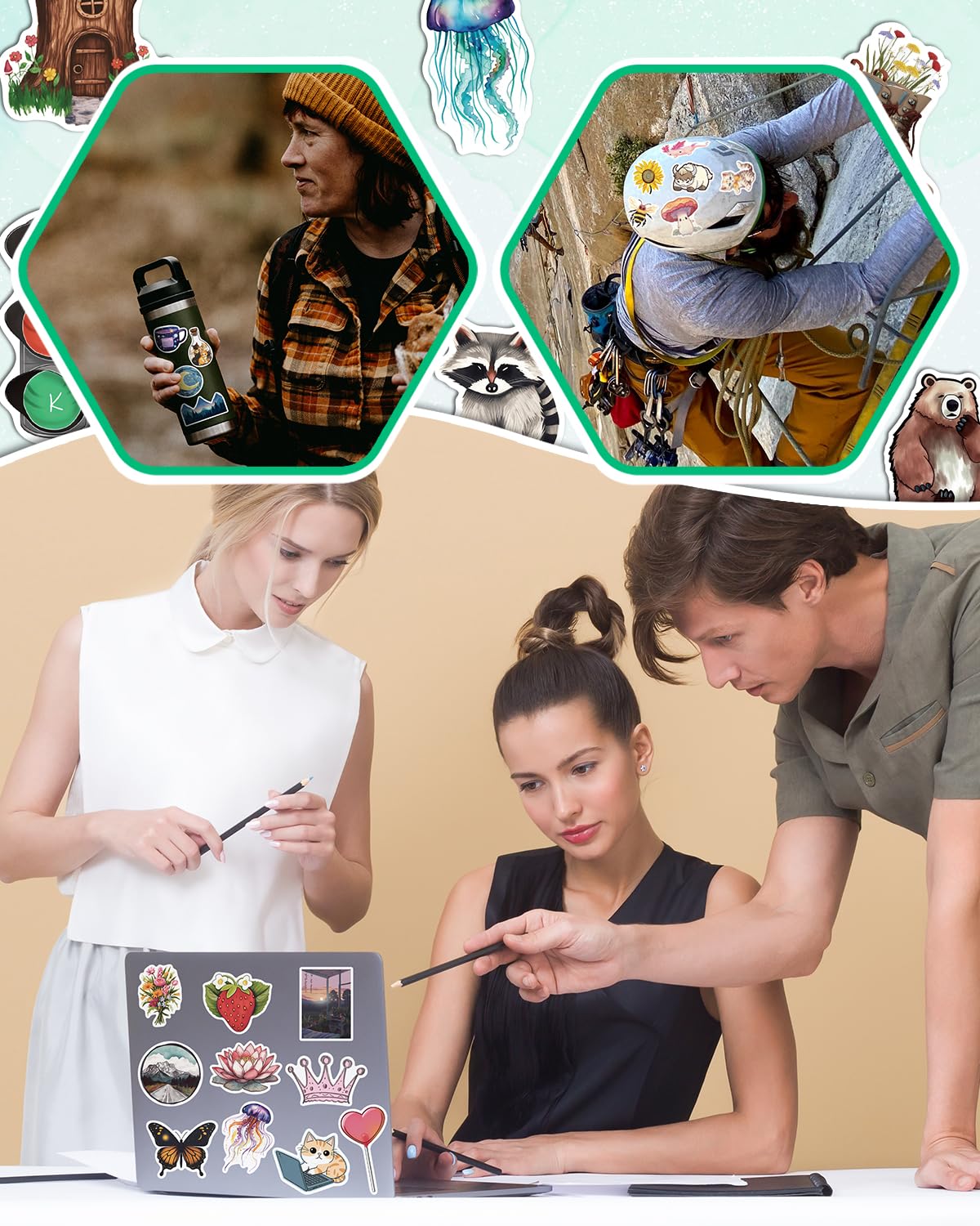 AOWDIAO 150 Pcs Aesthetic Stickers Pack | Waterproof, Durable Designs for Teens, Kids & Adults