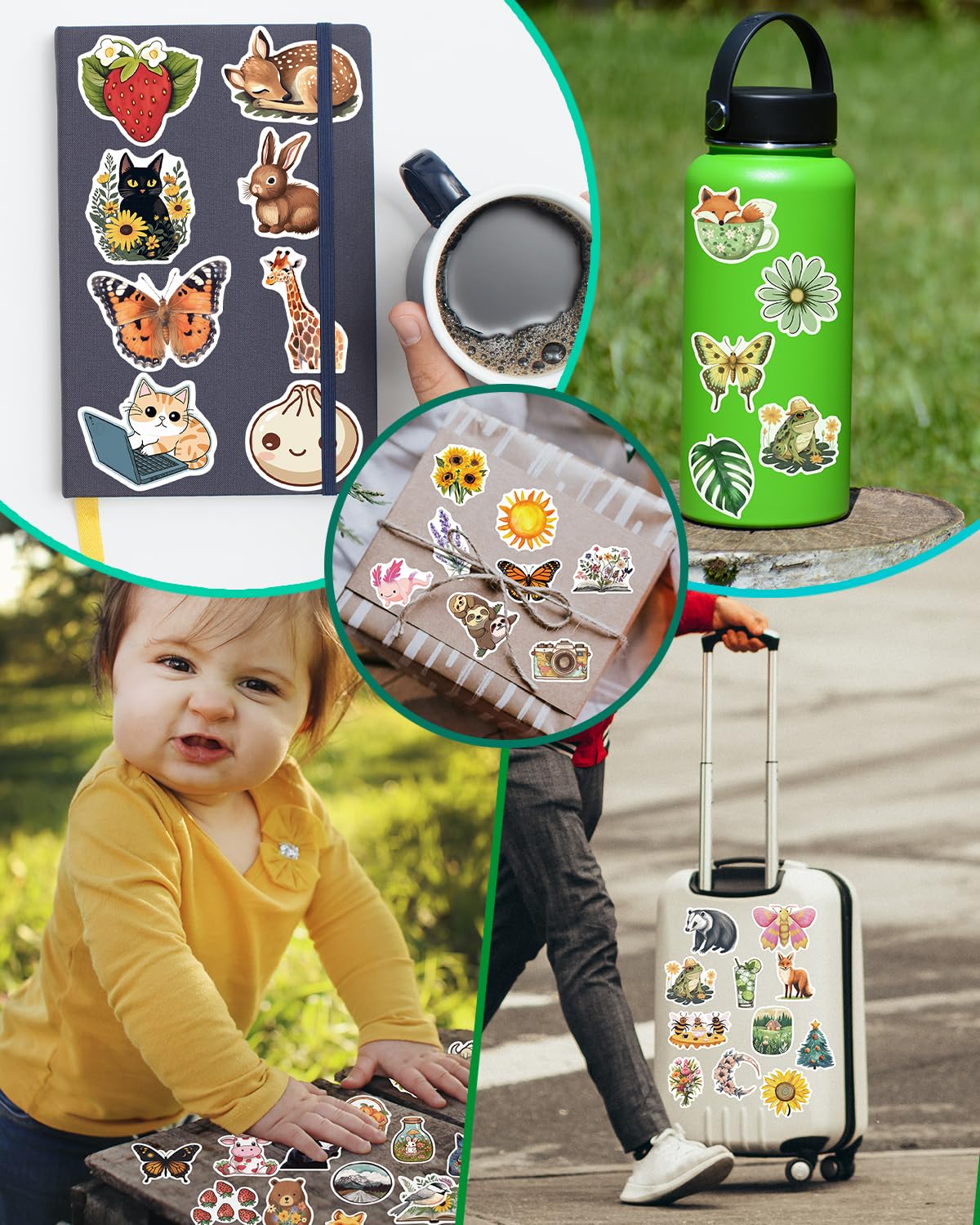 AOWDIAO 150 Pcs Aesthetic Stickers Pack | Waterproof, Durable Designs for Teens, Kids & Adults