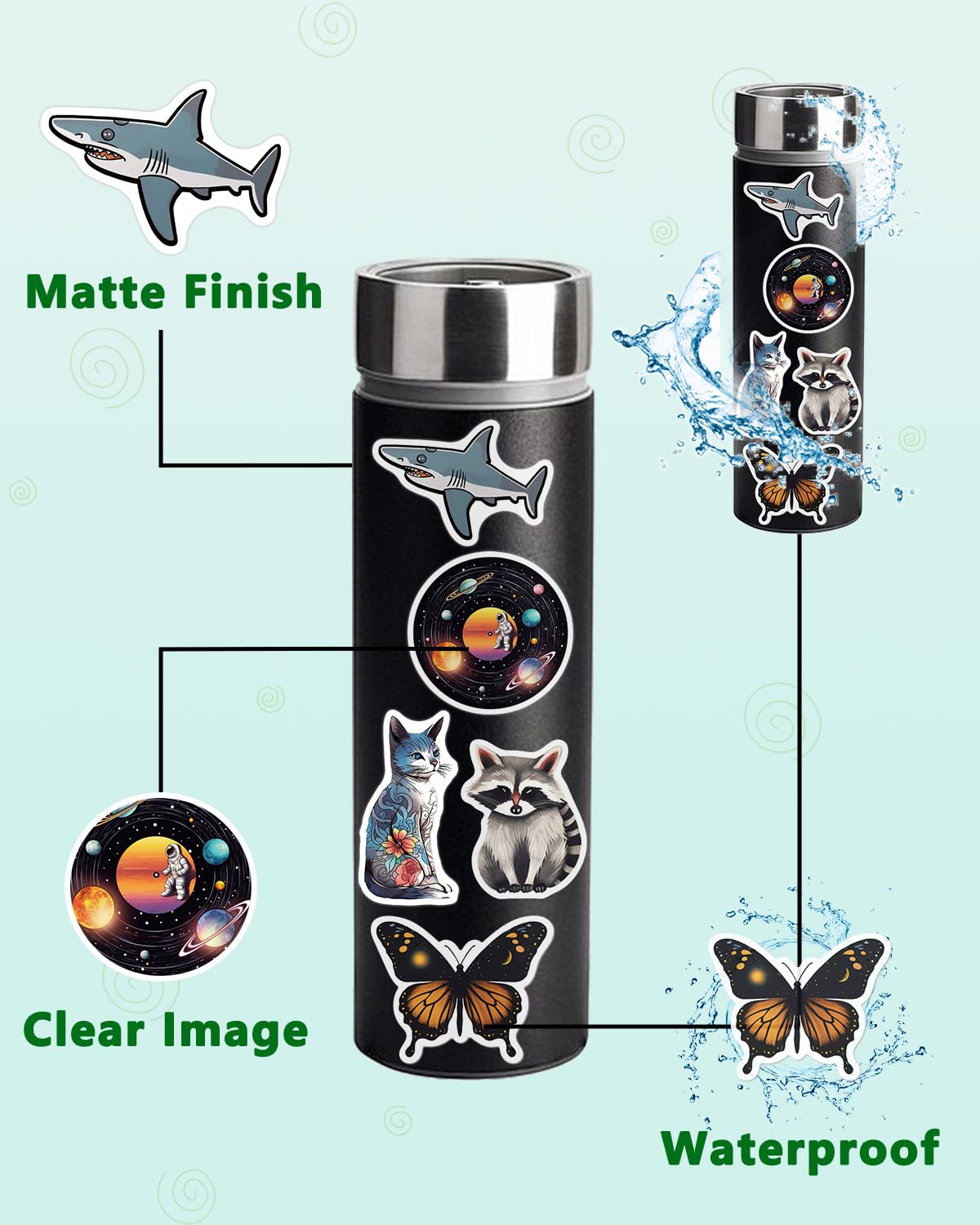 AOWDIAO 150 Pcs Aesthetic Stickers Pack | Waterproof, Durable Designs for Teens, Kids & Adults
