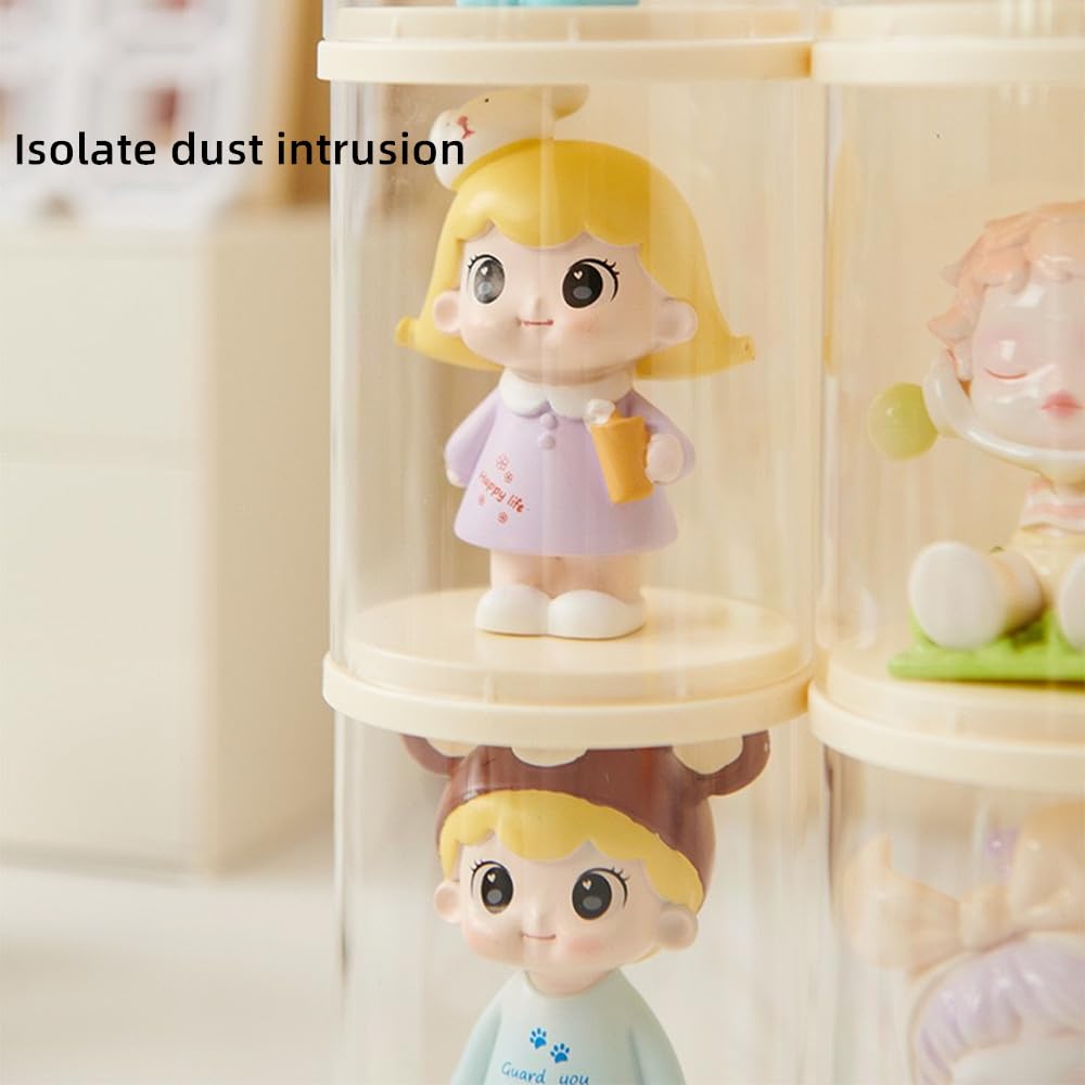 AOWIS Transparent Doll Display Box – 360° View, Stackable Dust-Proof Display Stand for Collectibles