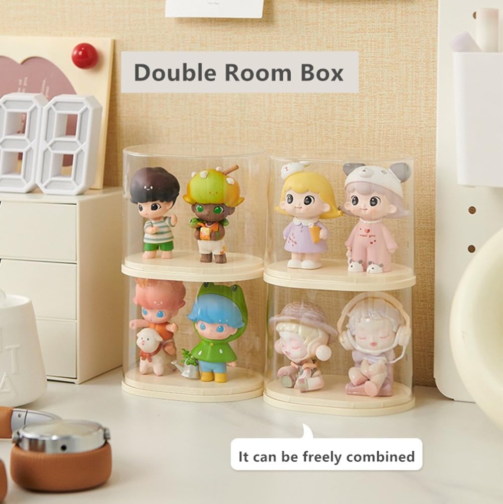 AOWIS Transparent Doll Display Box – 360° View, Stackable Dust-Proof Display Stand for Collectibles