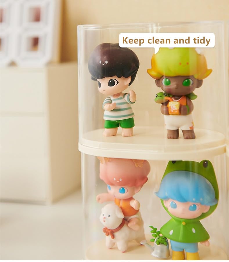 AOWIS Transparent Doll Display Box – 360° View, Stackable Dust-Proof Display Stand for Collectibles