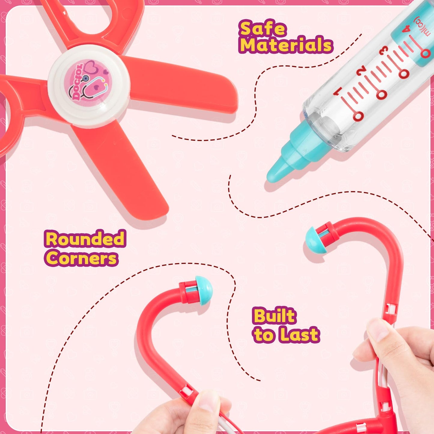 Aowjoy Doctor Kit for Toddlers – Pretend Doctor Play Set with Rolling Cart